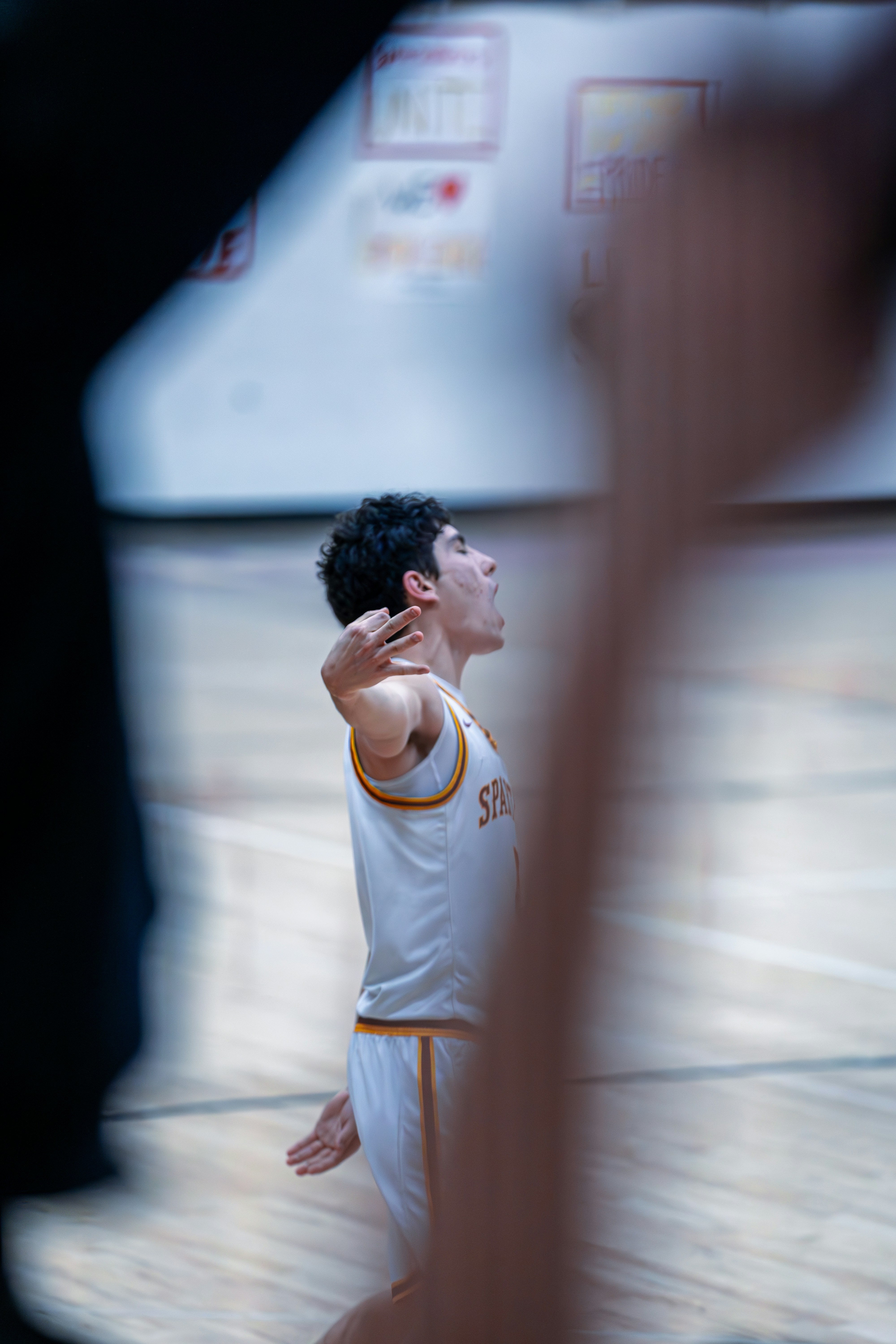 Basketball player celebrating on the court
