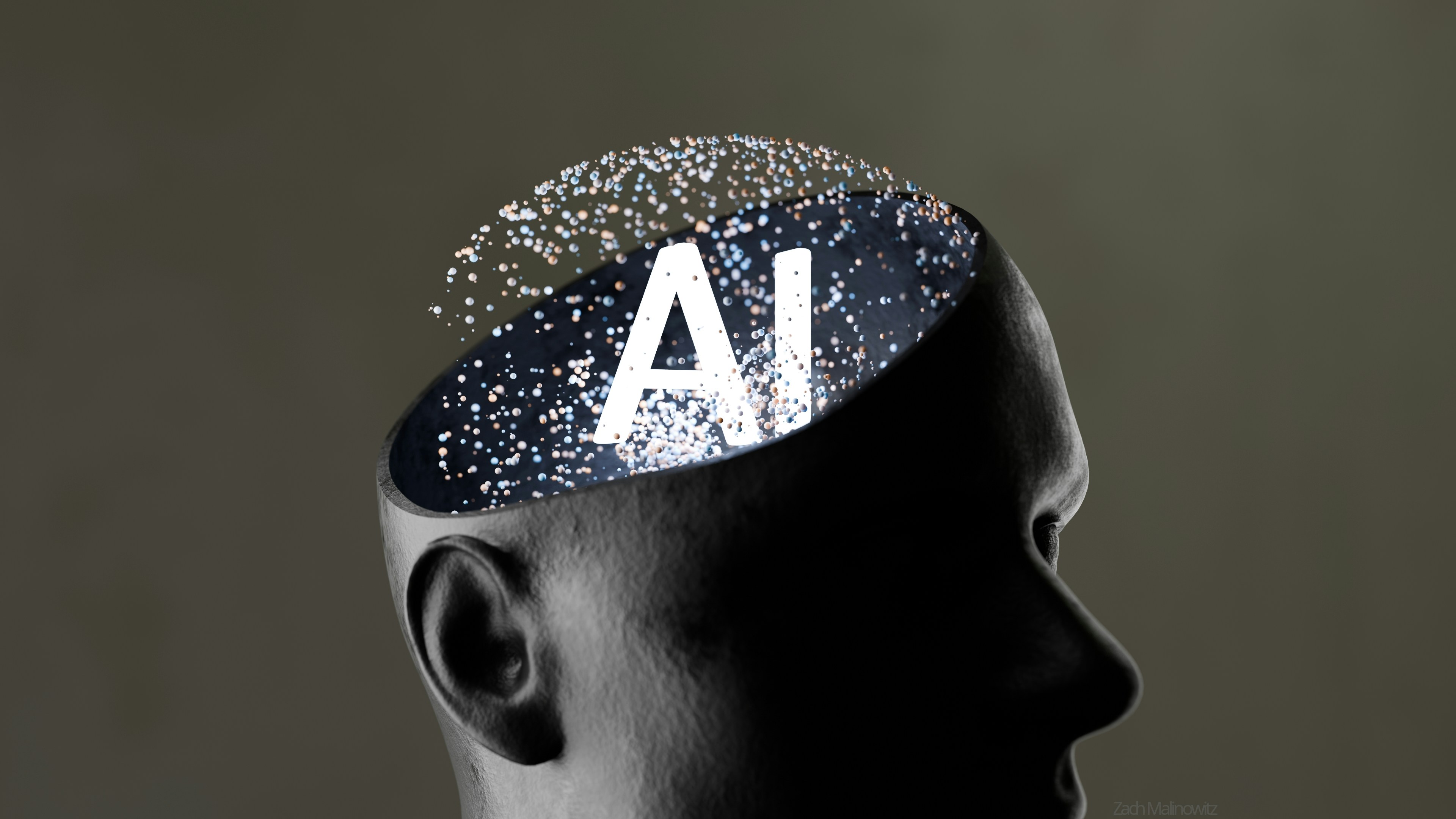 A somewhat commonly-used artistic trope that can be used to illustrate both pro-AI and anti-AI sentiment. Modeled and rendered with Blender Cycles 5.0.1