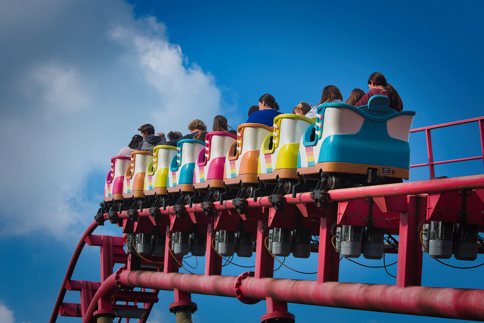 Colorful theme park roller coaster