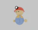 Cartoon miner with red helmet and blue overalls