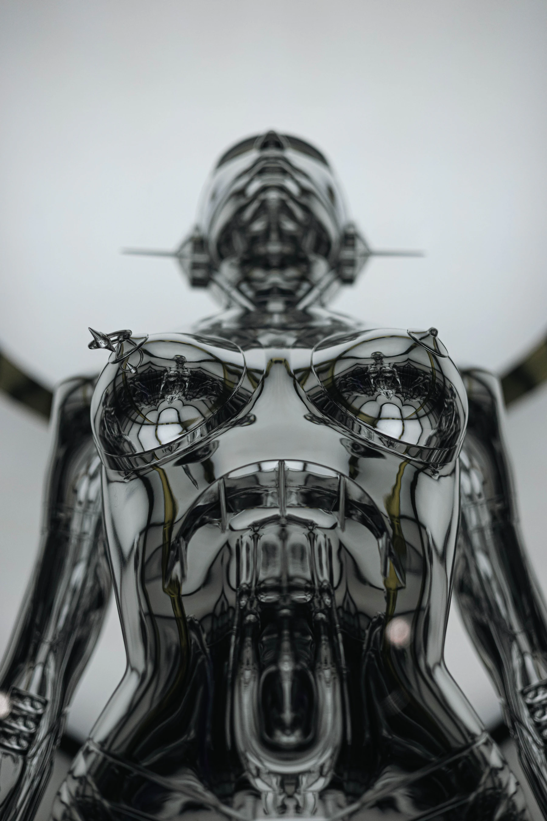 Futuristic chrome robot