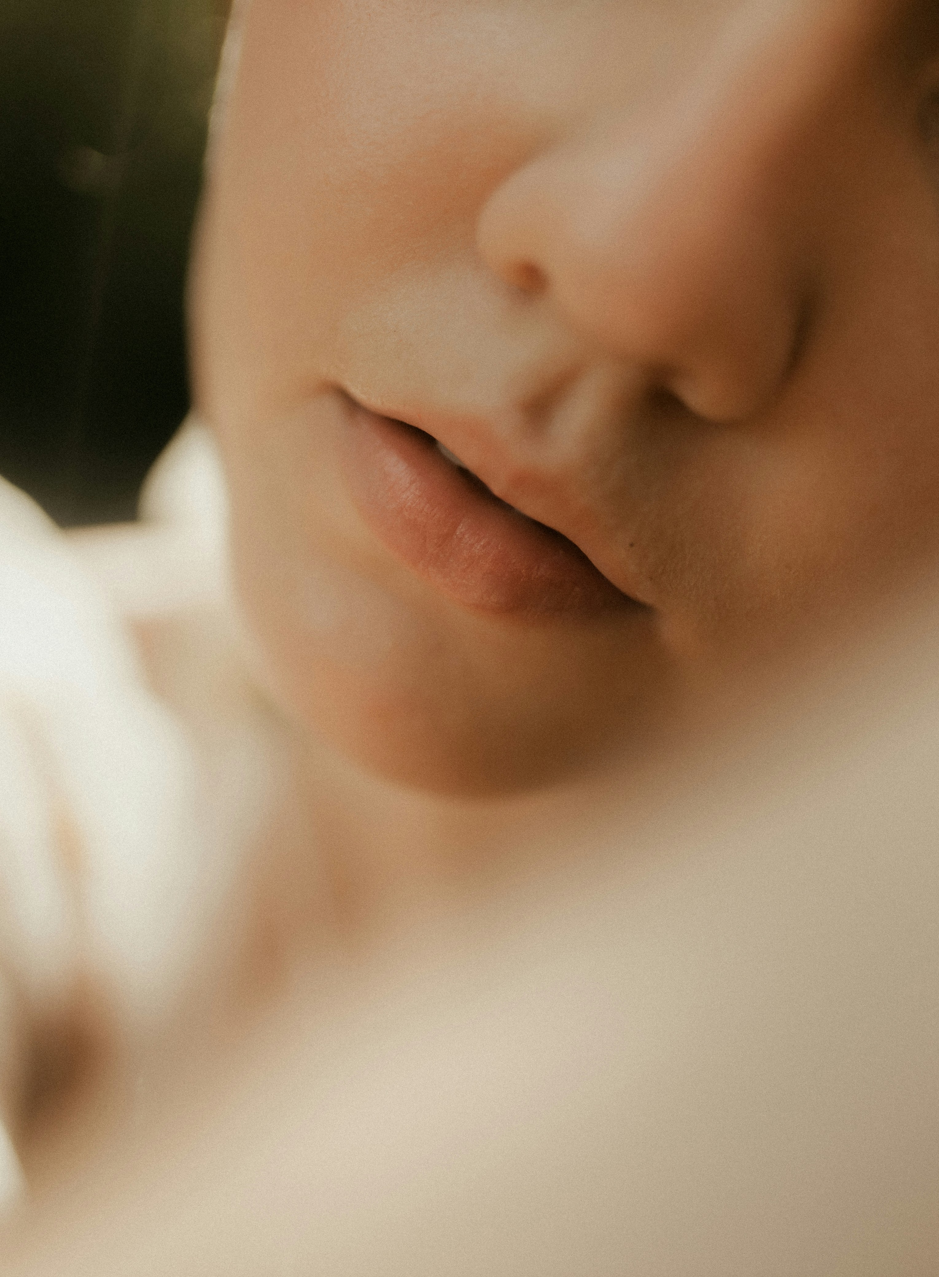 Close-up of a person's lips and nose