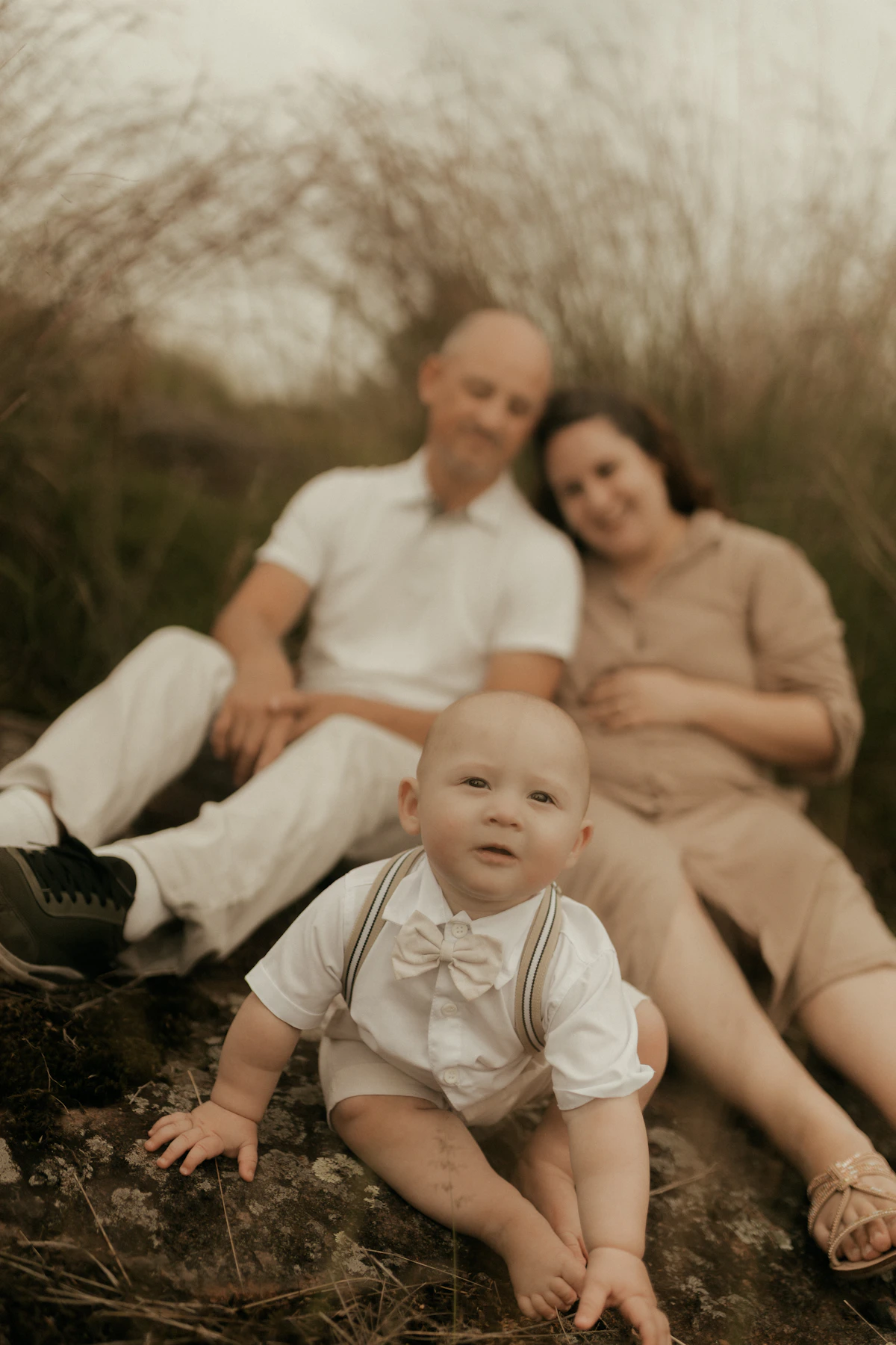 Family with a young child outdoors