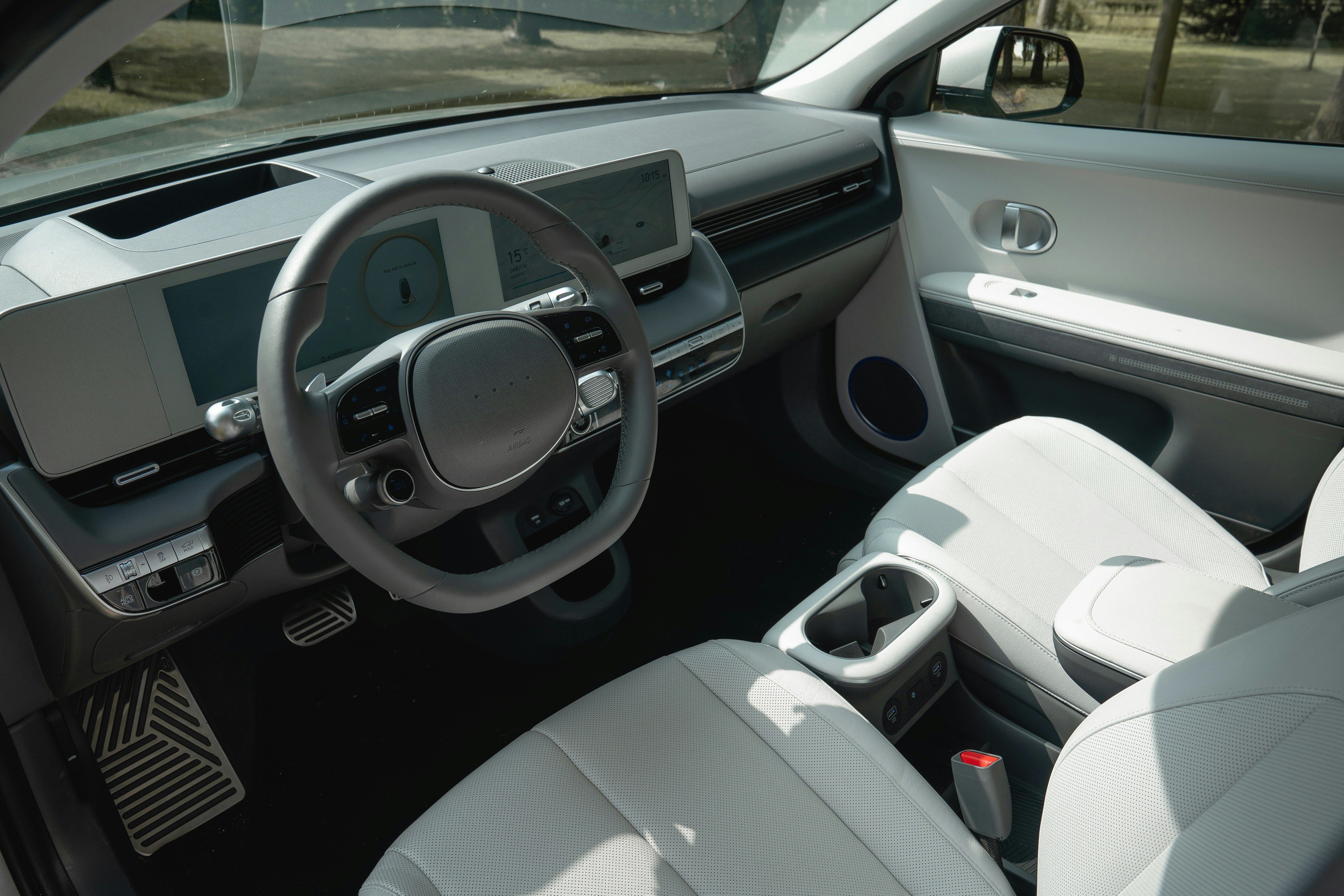 interior cabin of autonomous robotaxi vehicle without human driver