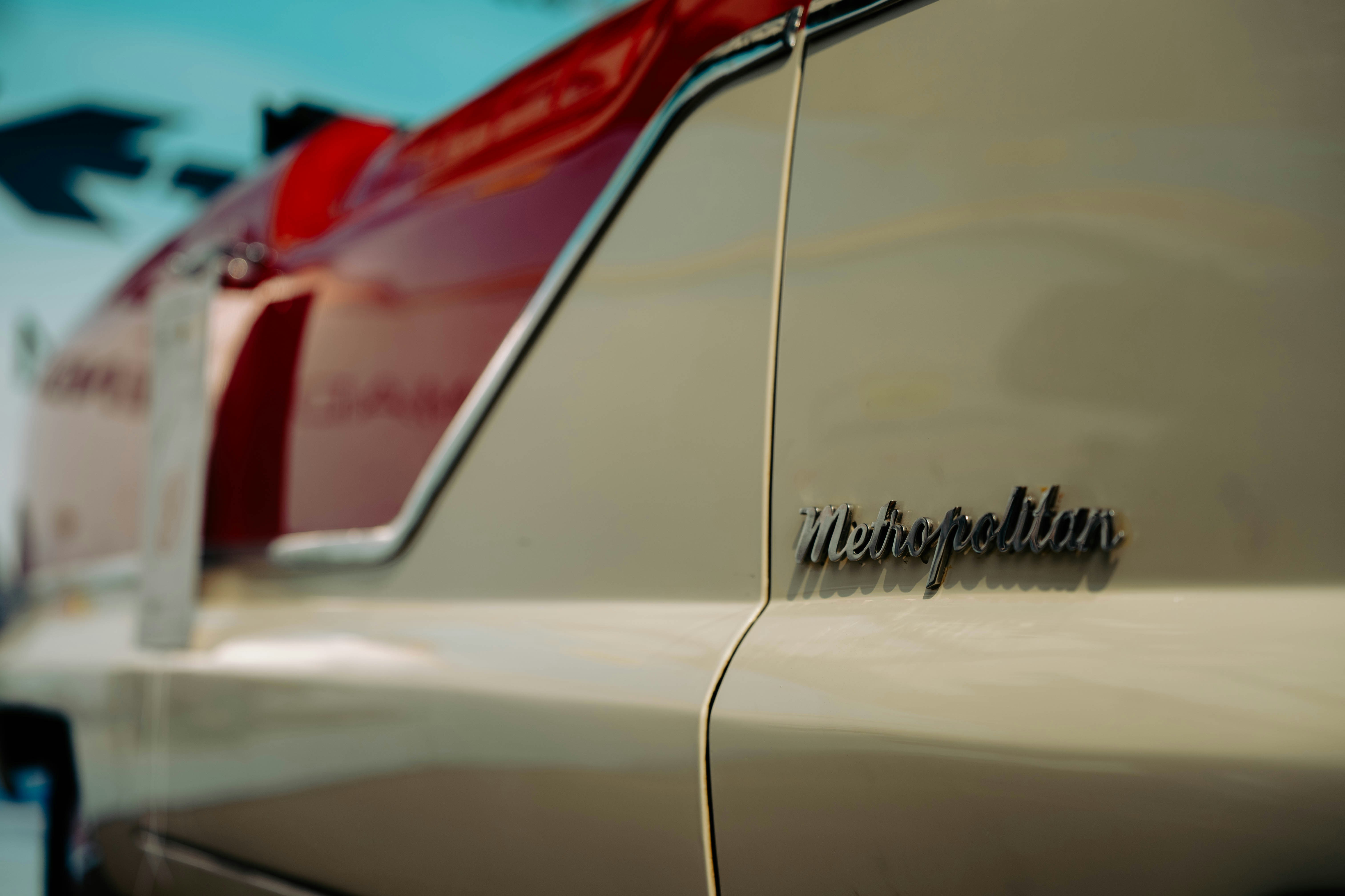 Close-up of a vintage car emblem