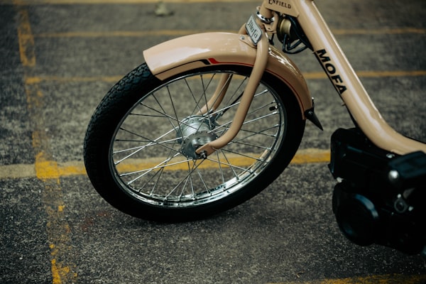 Close-up of an electric scooter wheel