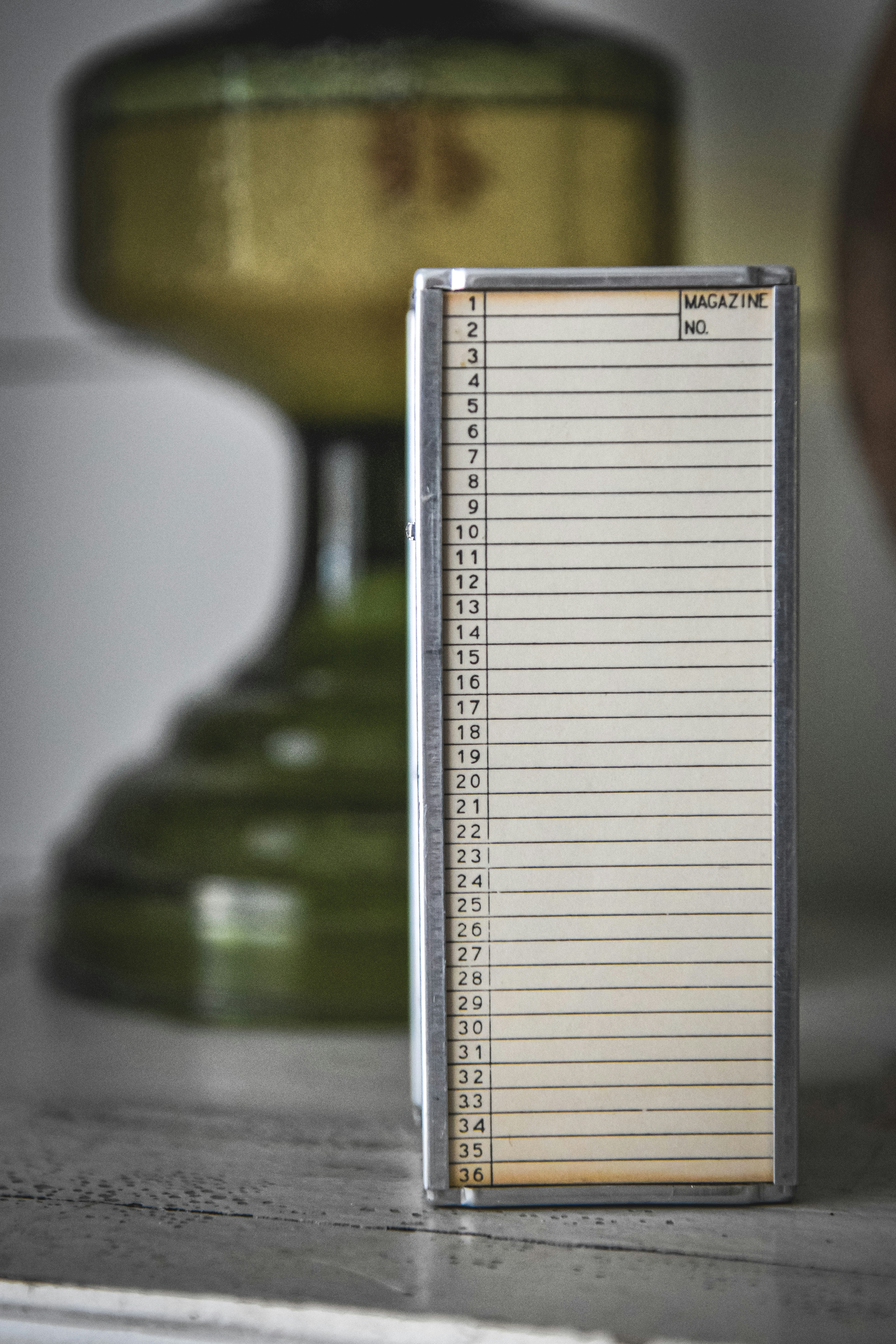 Vintage index card holder with numbered lines