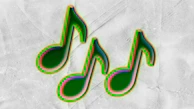 Three green musical notes on a textured background