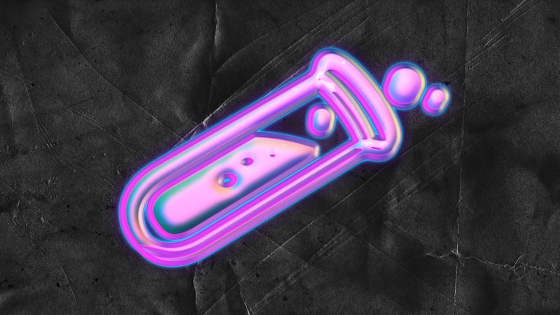 Glowing test tube representing molecular chemistry research