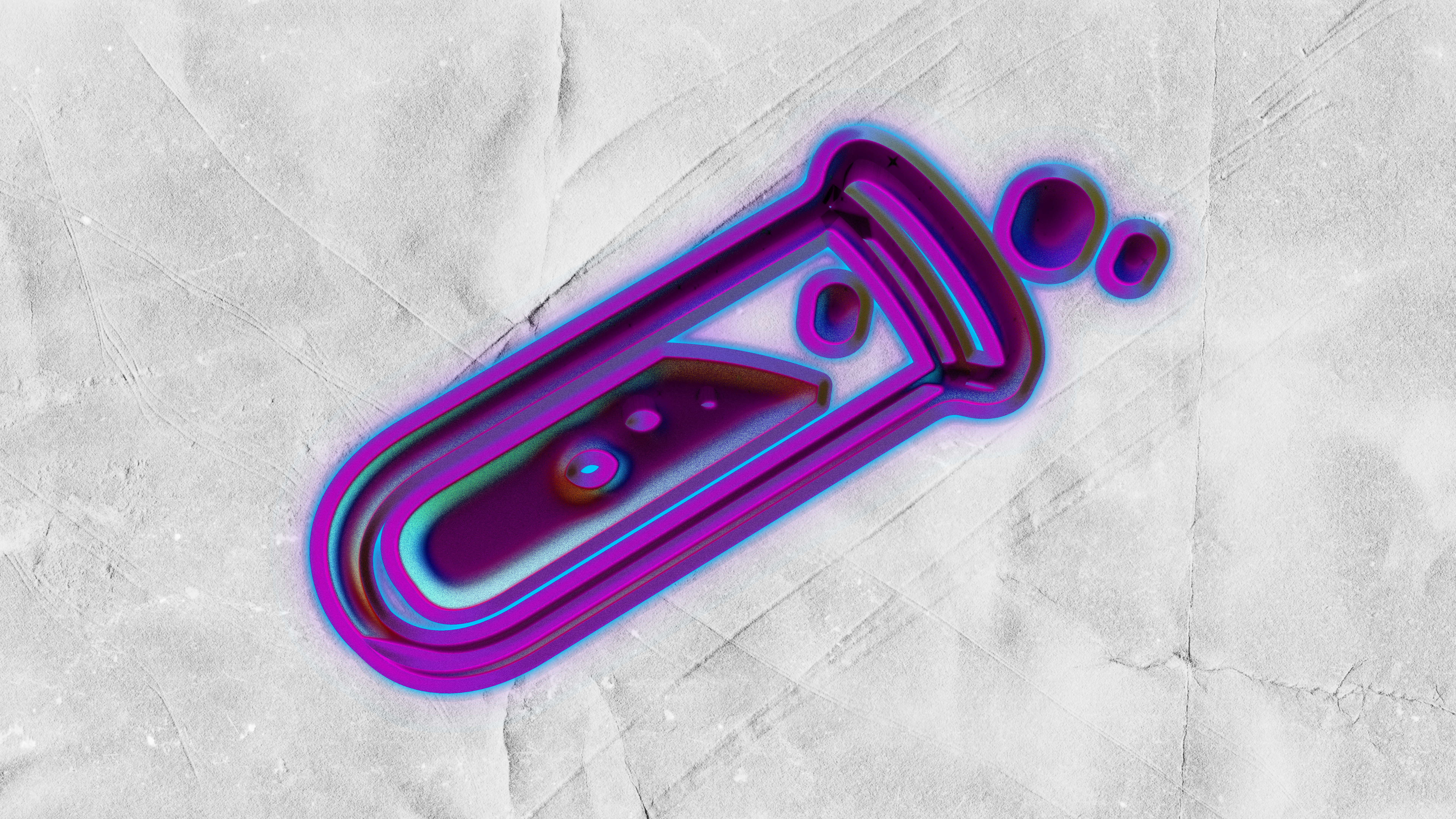 A purple liquid in a test tube with bubbles