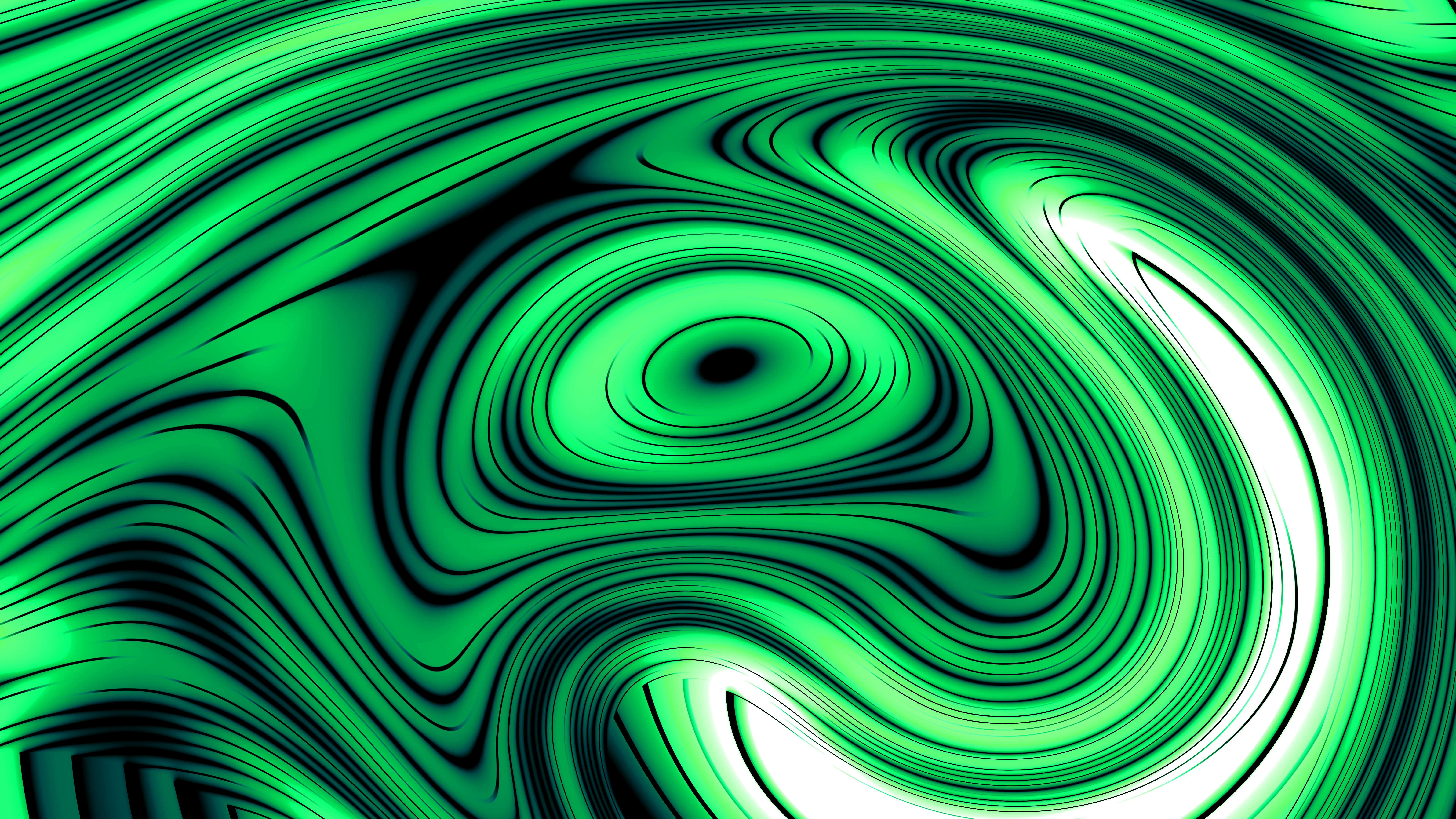 Abstract swirling green and black pattern
