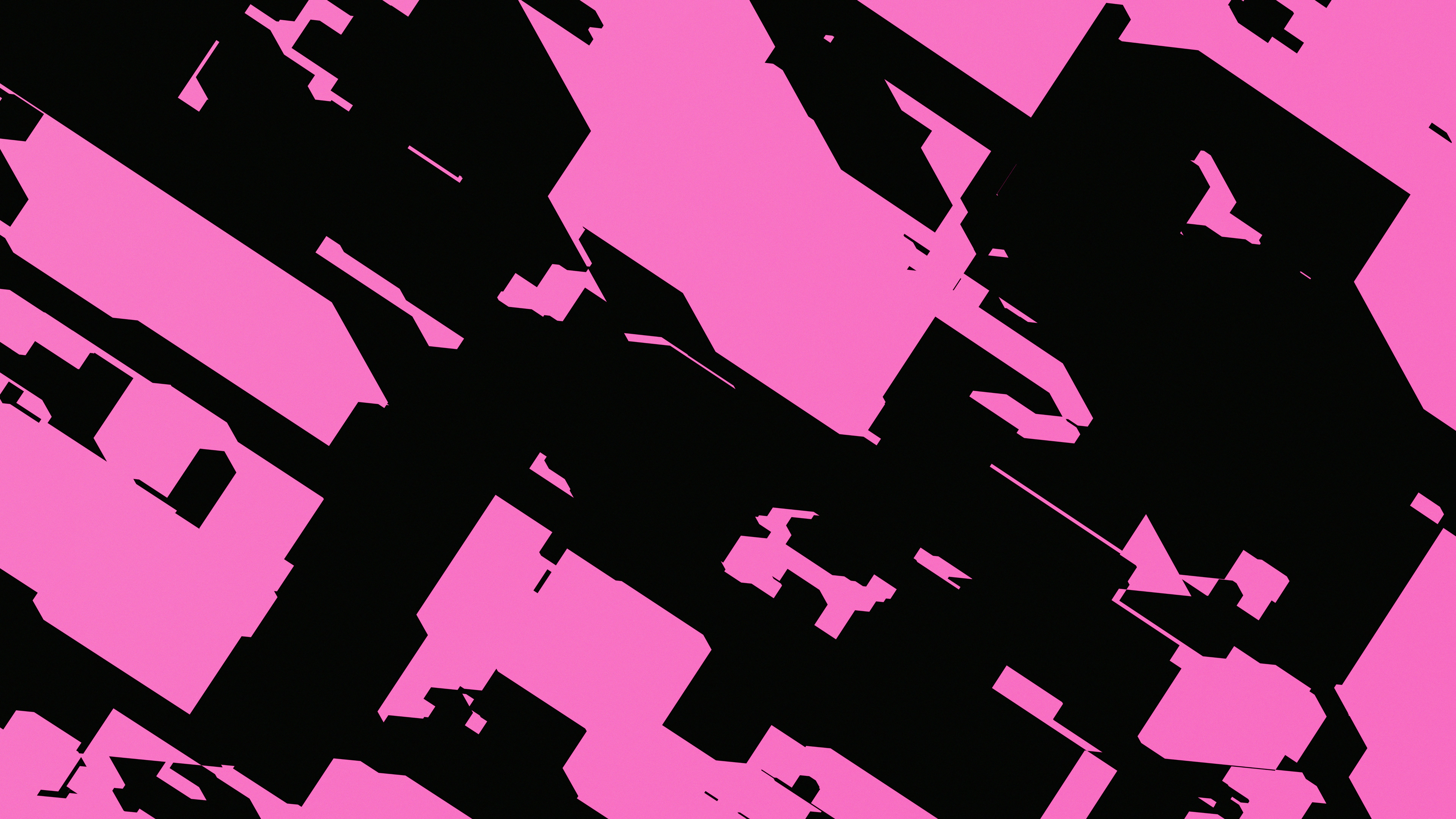 Abstract pattern of pink shapes on black background