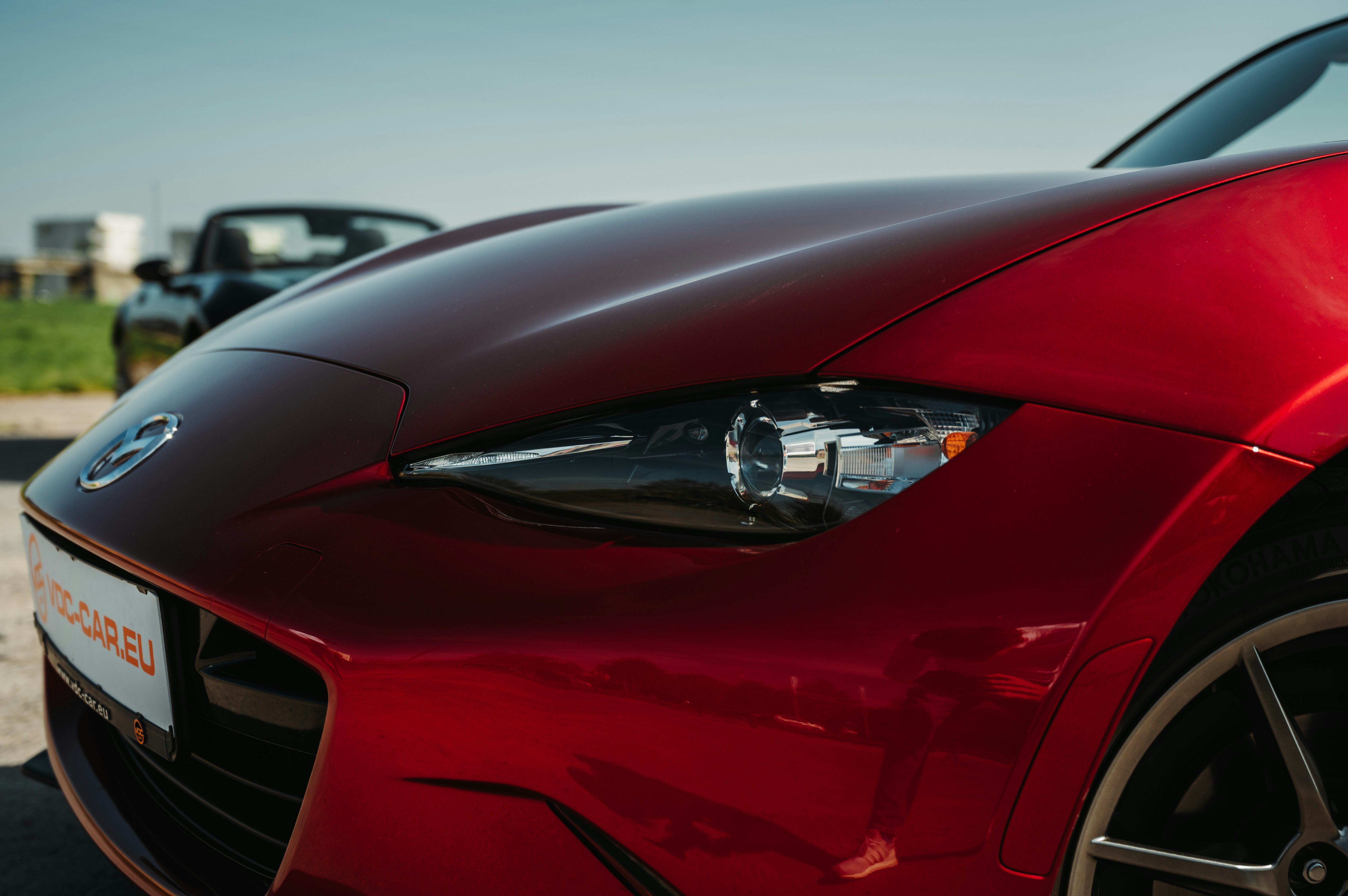 Red sports car with a blurred background