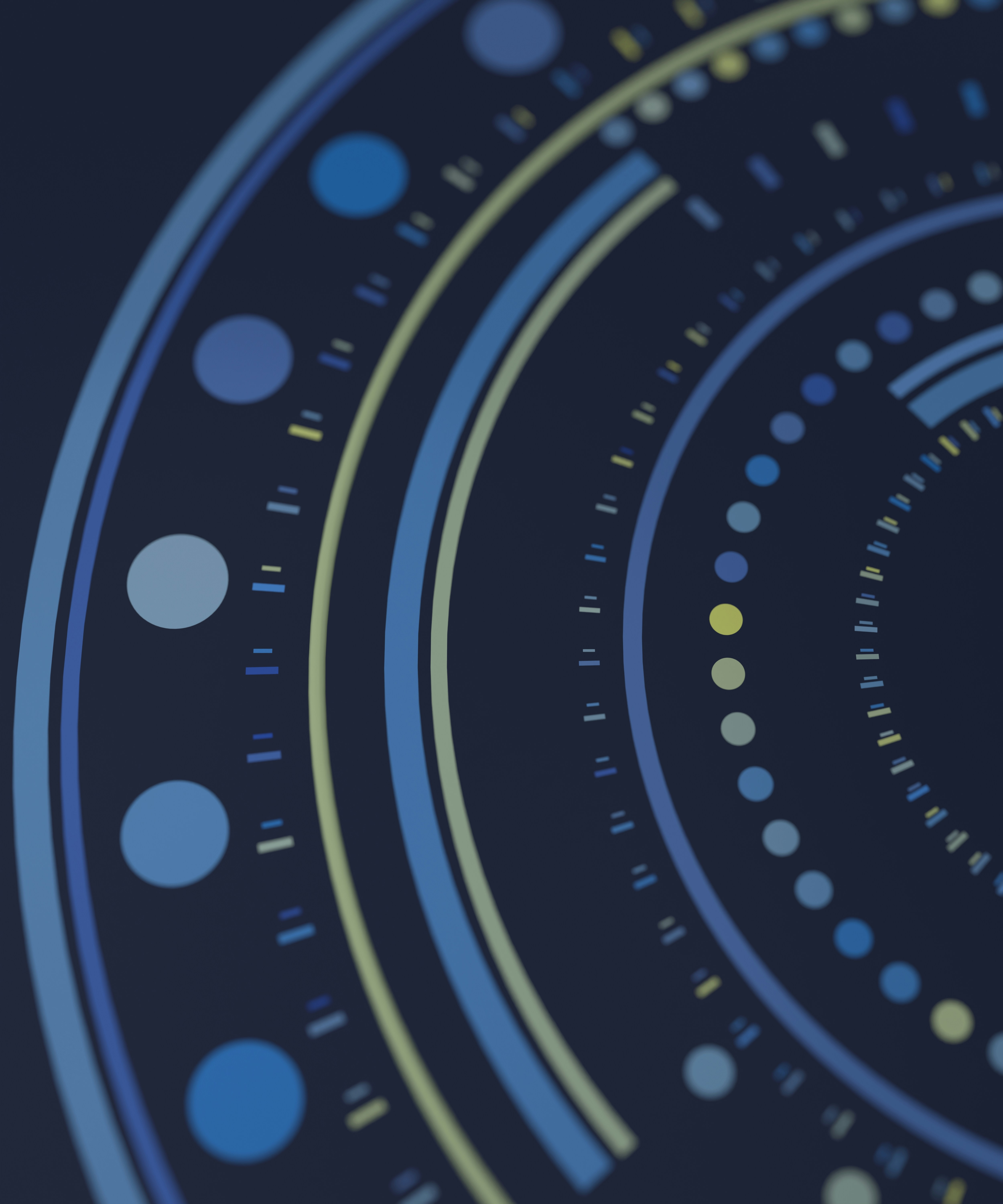 Patrón circular abstracto con puntos azules y amarillos.