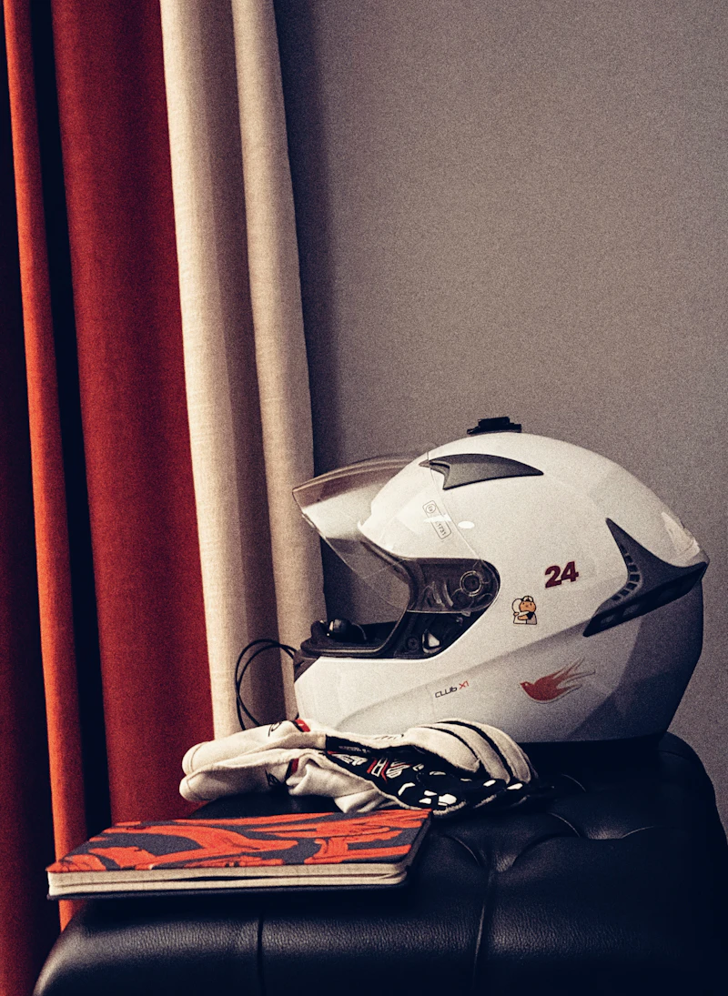 Motorcycle helmet and riding gloves — essential Vespa accessories