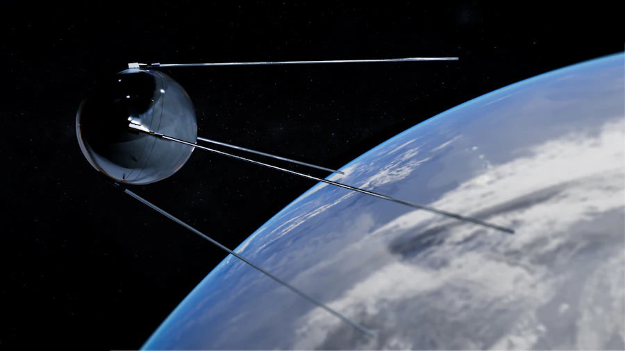 Satellite orbiting above the Earth