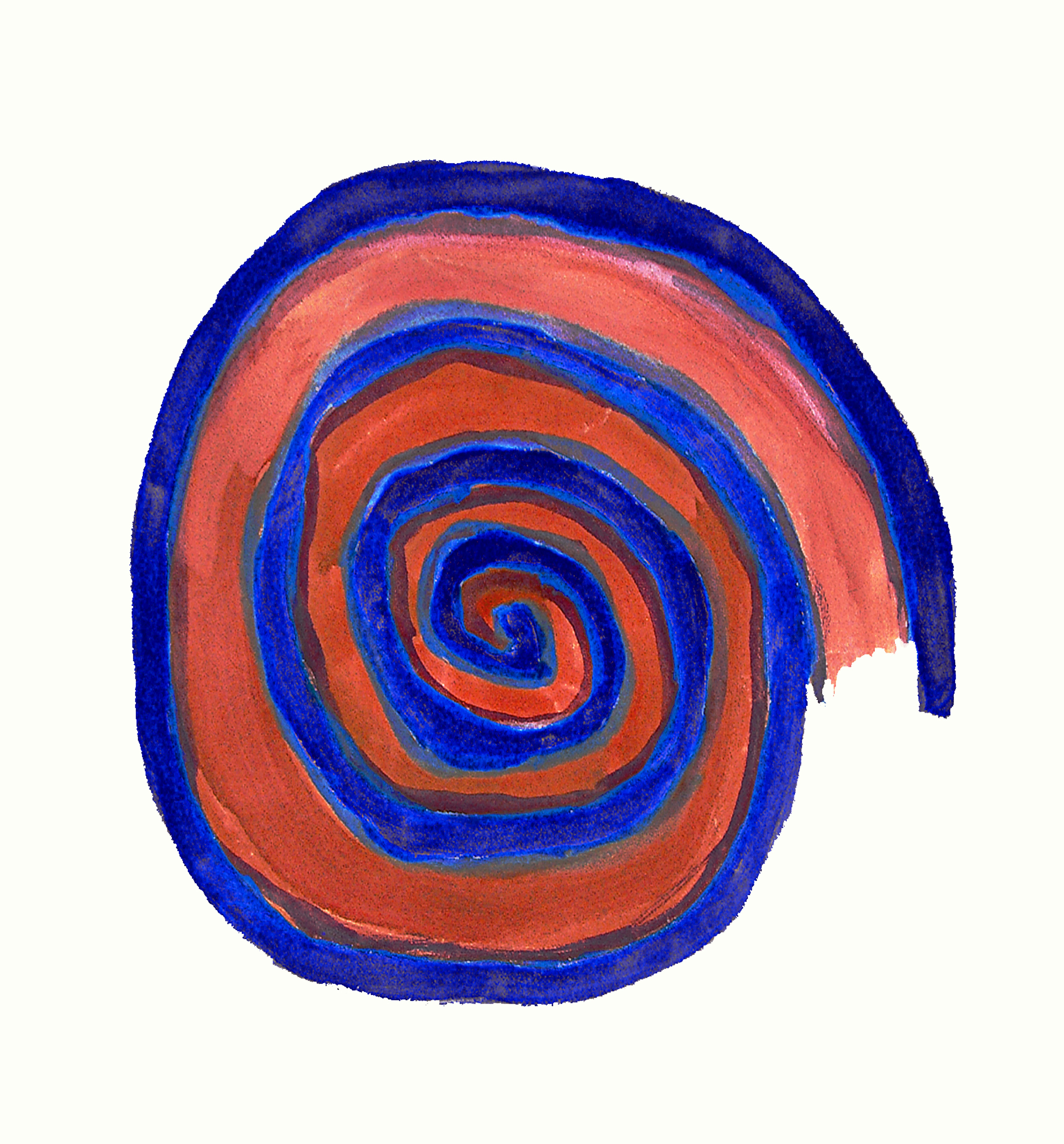 白い背景に赤と青の渦巻き