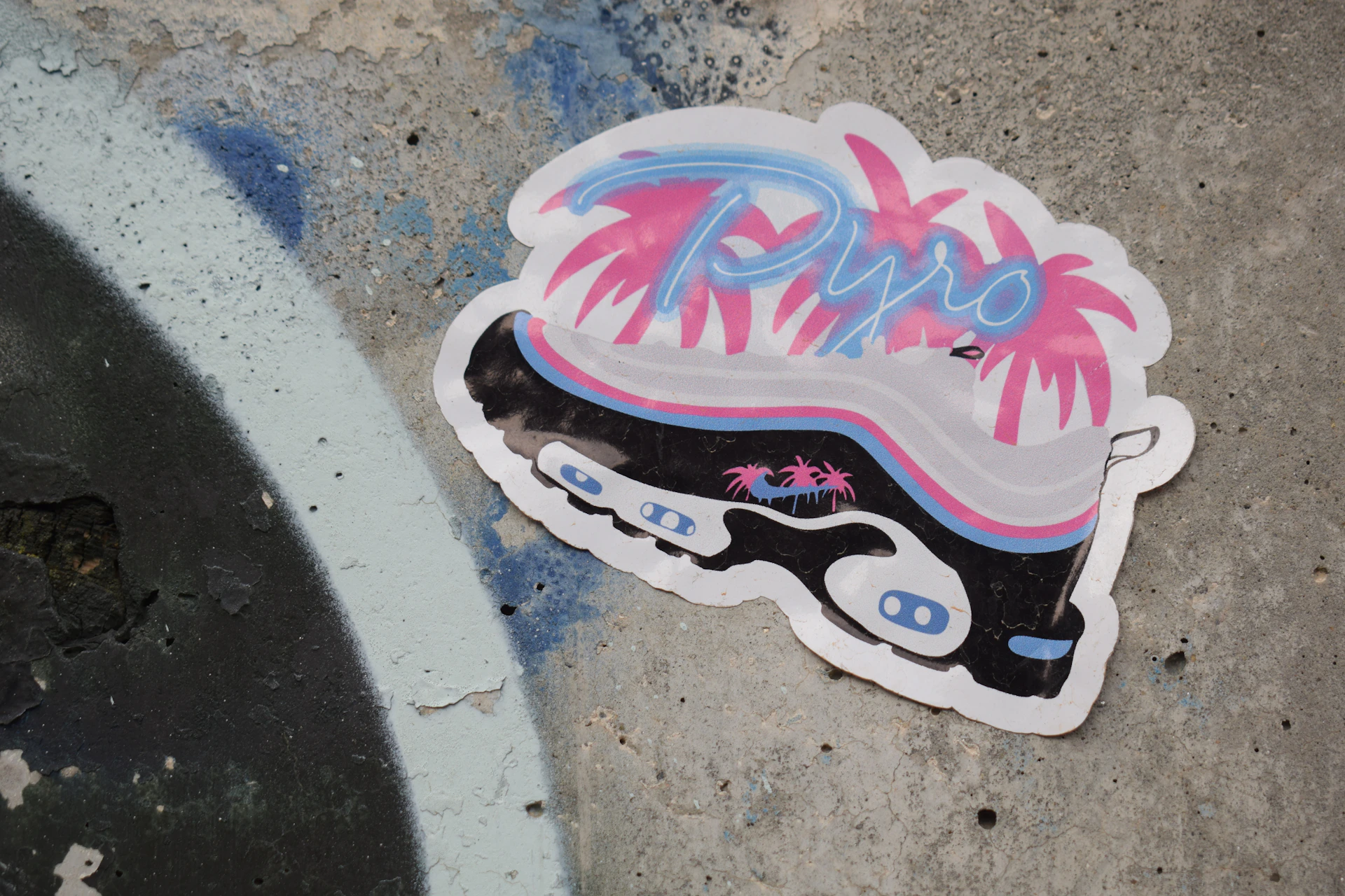 Sticker of a shoe with palm trees