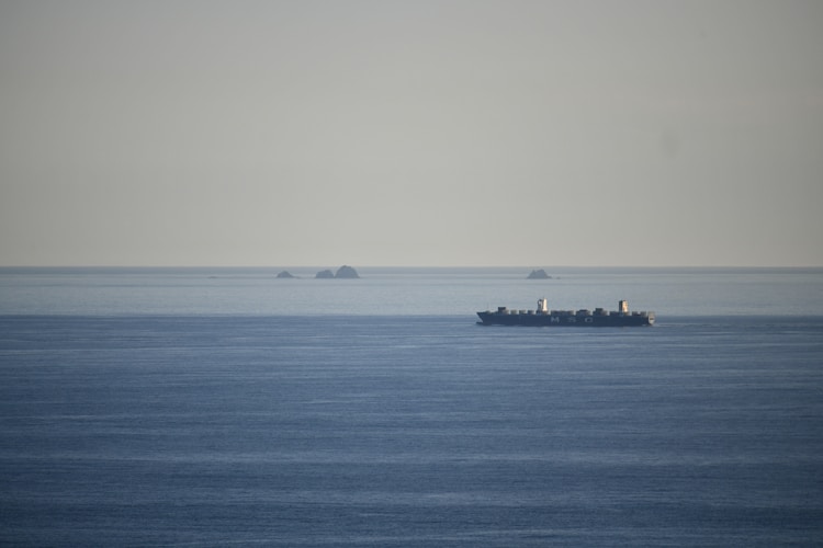 Cargo ships on a calm ocean representing global trade flows that influence gold supply and demand