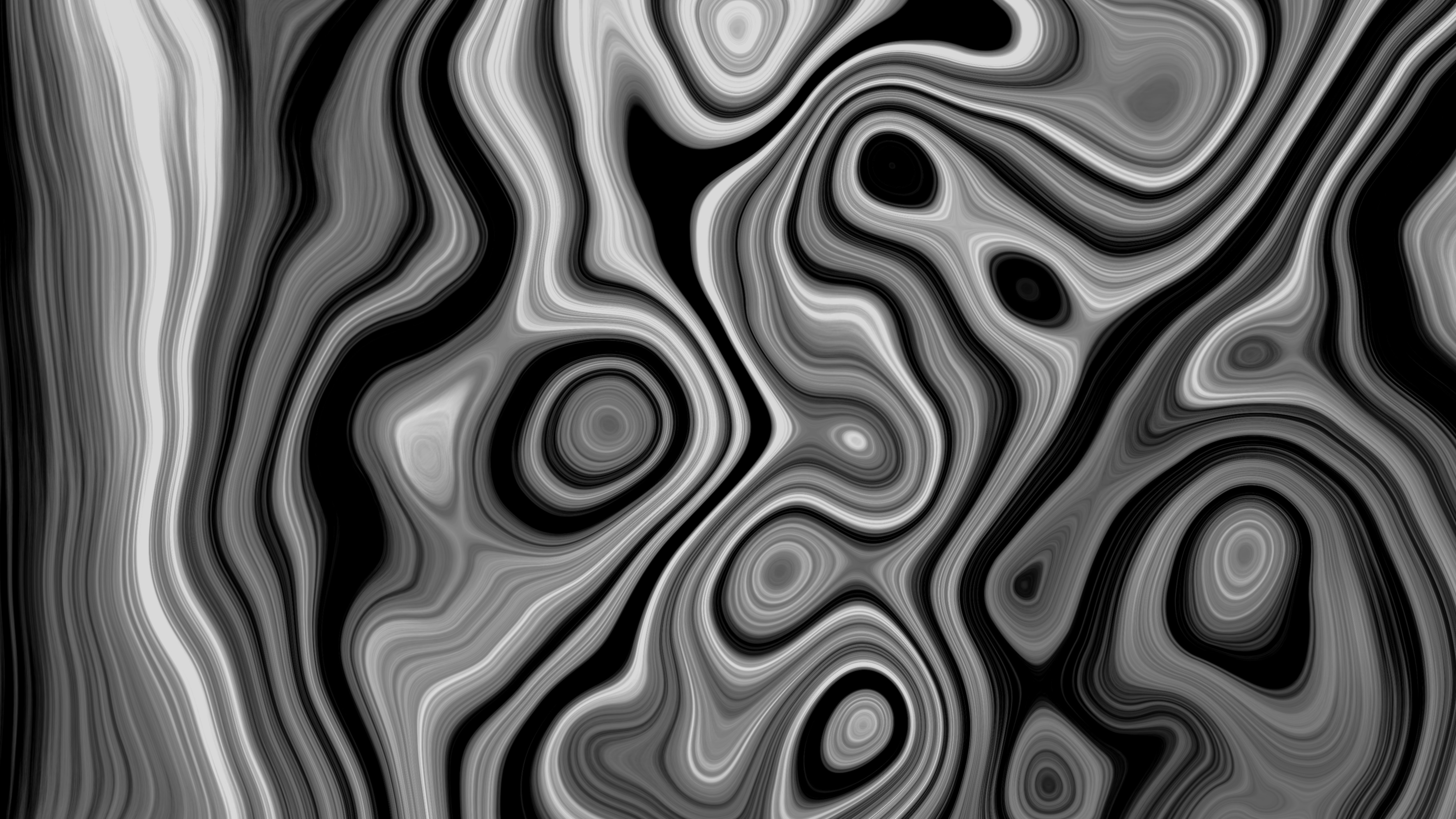 Abstract grayscale pattern with swirling lines and shapes