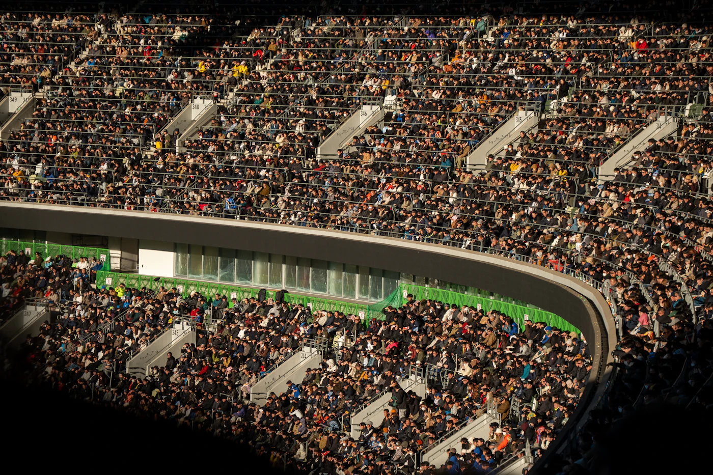 Crowded international sports stadium