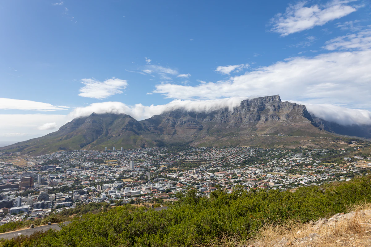 Table Mountain and Cape Town shoreline
