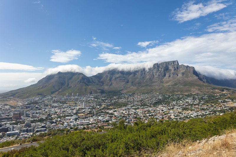 Small ship anchored beside a South Africa harbour