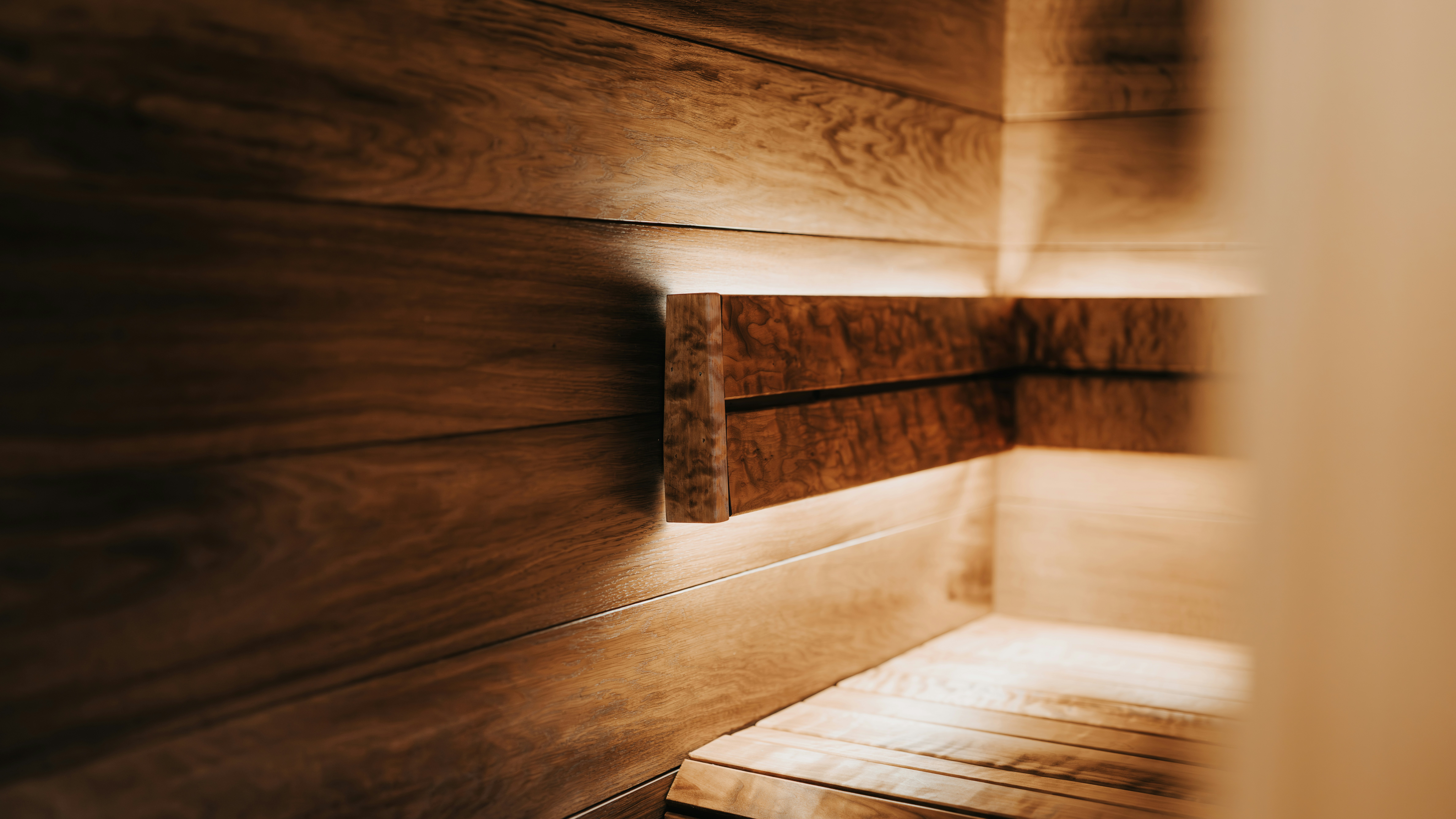 Warm wooden interior with subtle ambient lighting