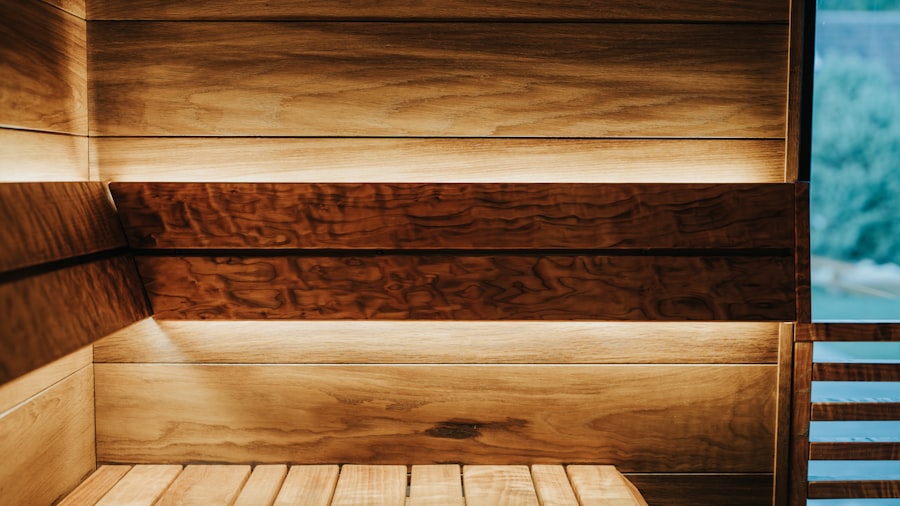 Premium home sauna interior with forest view — craftsmanship in a residential setting