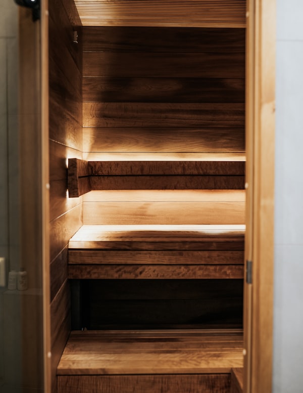 Warm wooden sauna interior