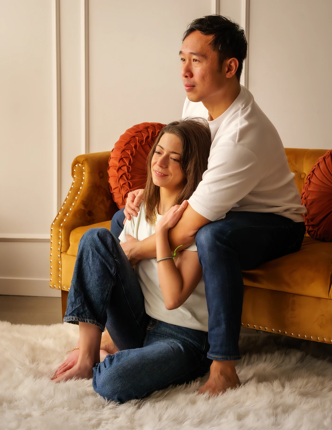 Couple sharing an ordinary quiet moment at home