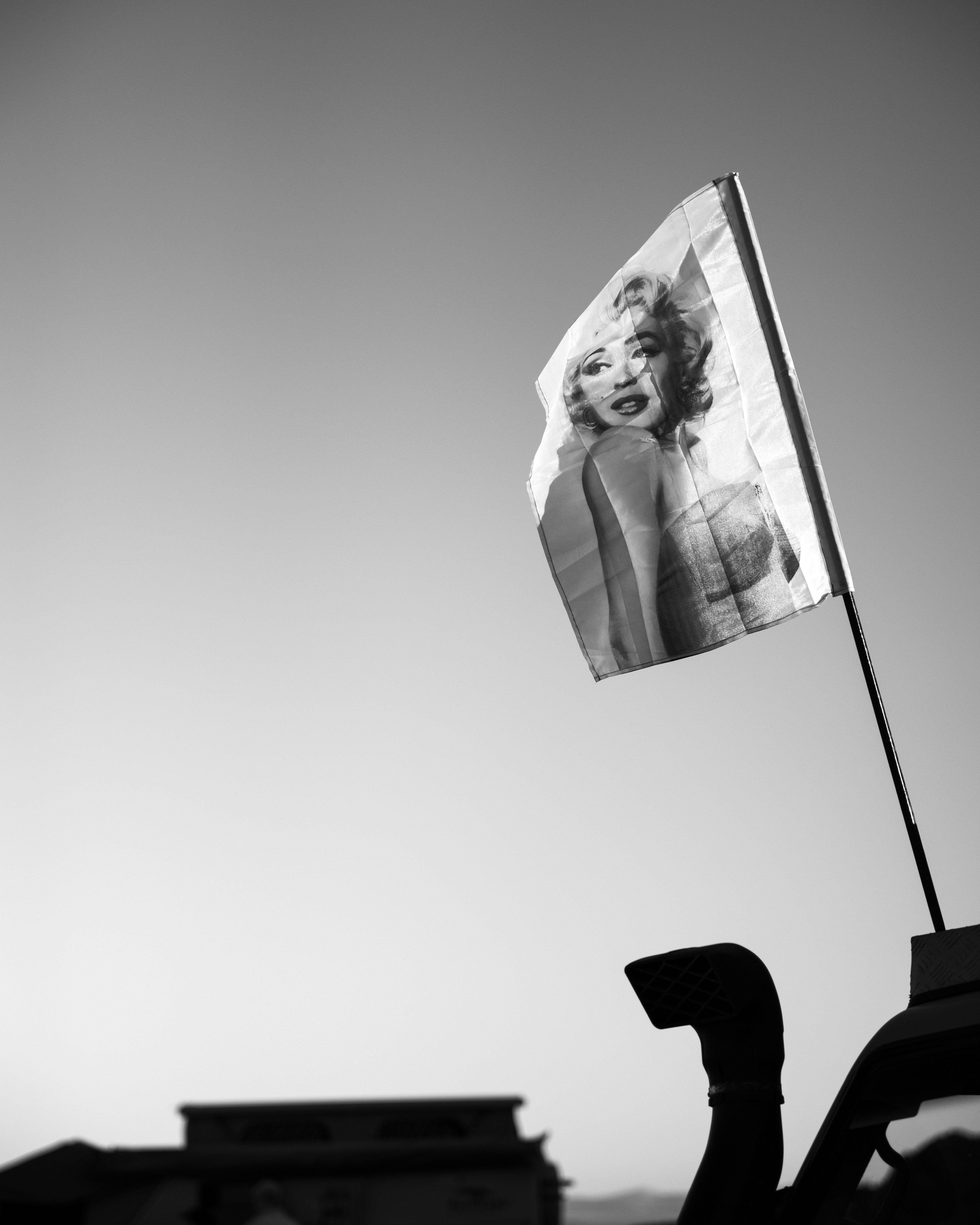 Black and white flag with marilyn monroe image