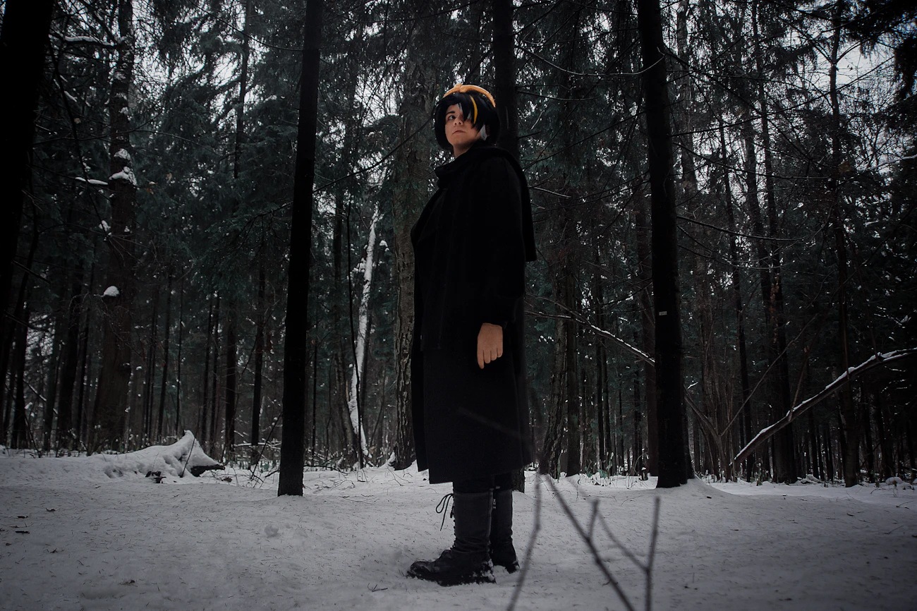 Concept reference: a lone figure in a snowy forest