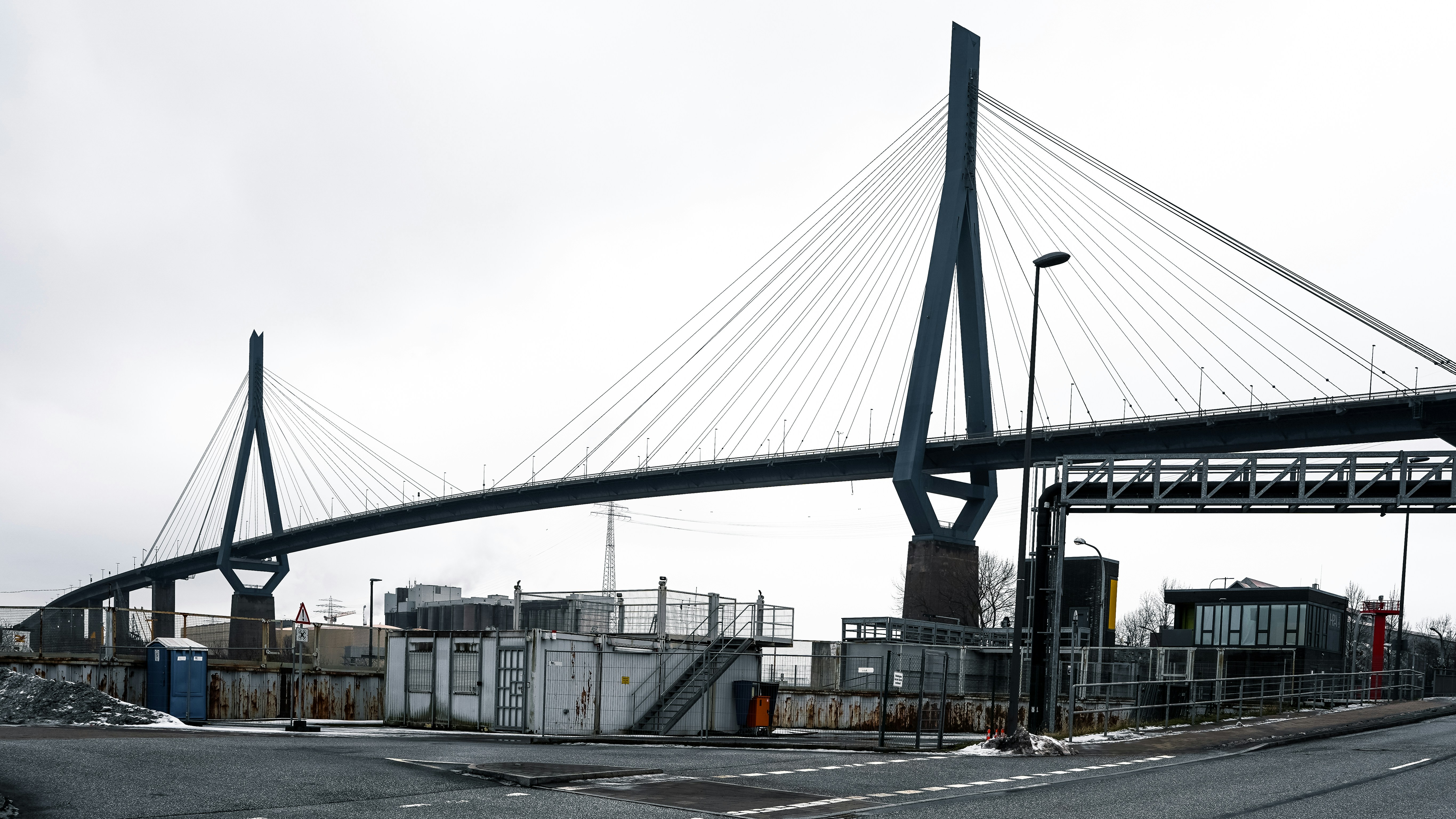 Modern cable-stayed bridge with towers and cables