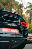 Close-up of a black lamborghini's rear