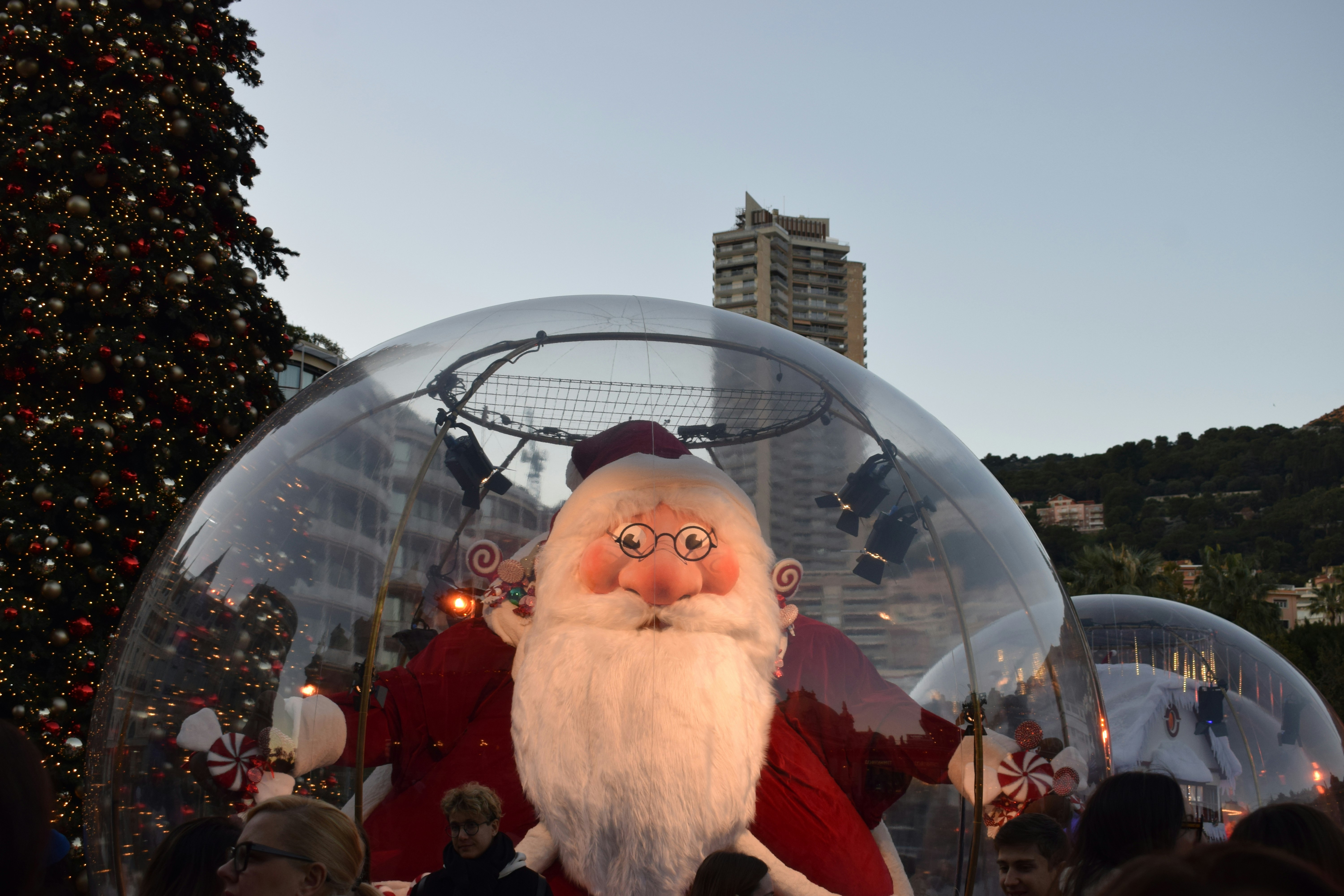 Santa claus inside a snow globe decoration