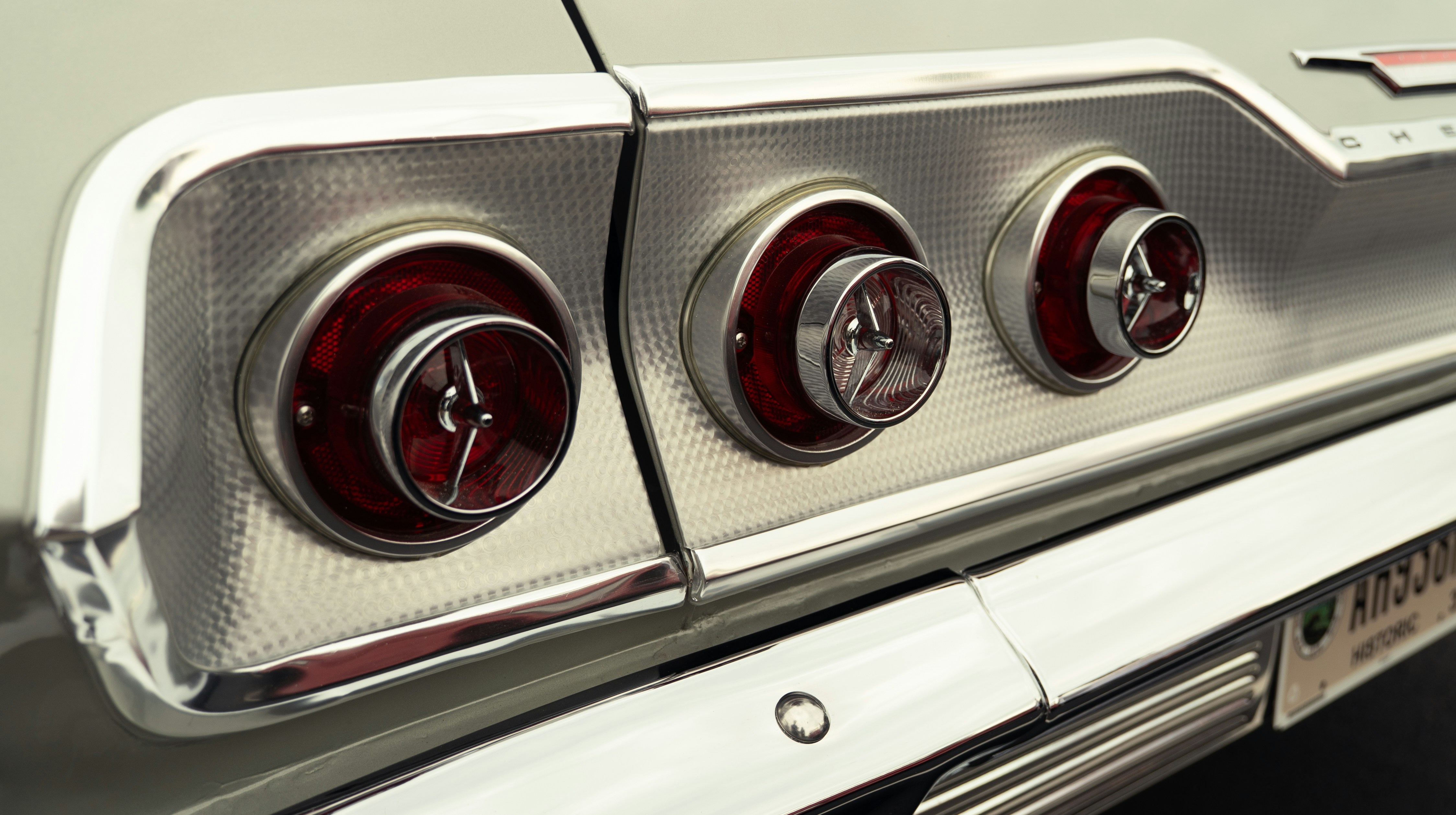 Close-up of a vintage car's tail lights