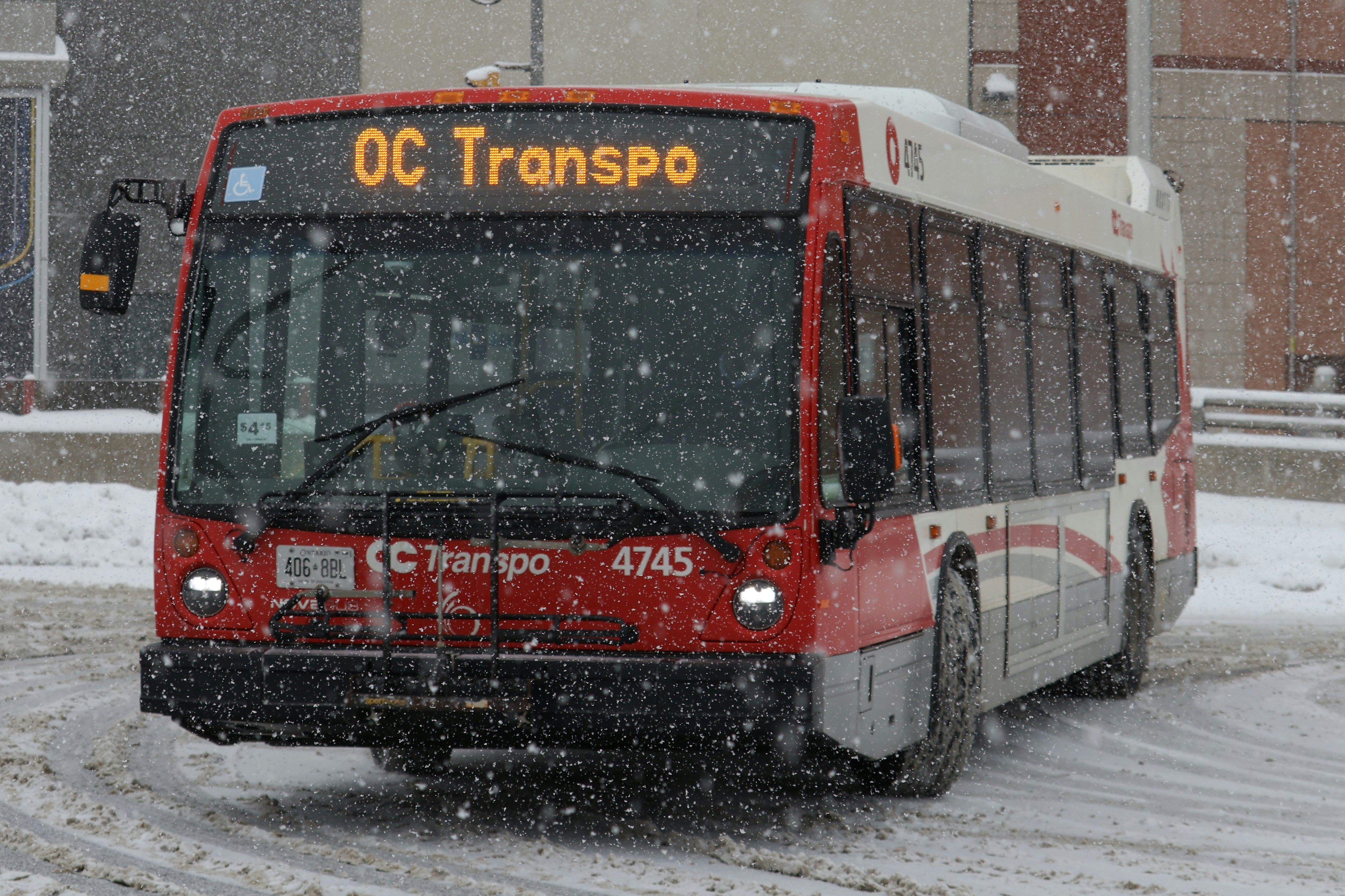 Oc transpo bus driving in snow