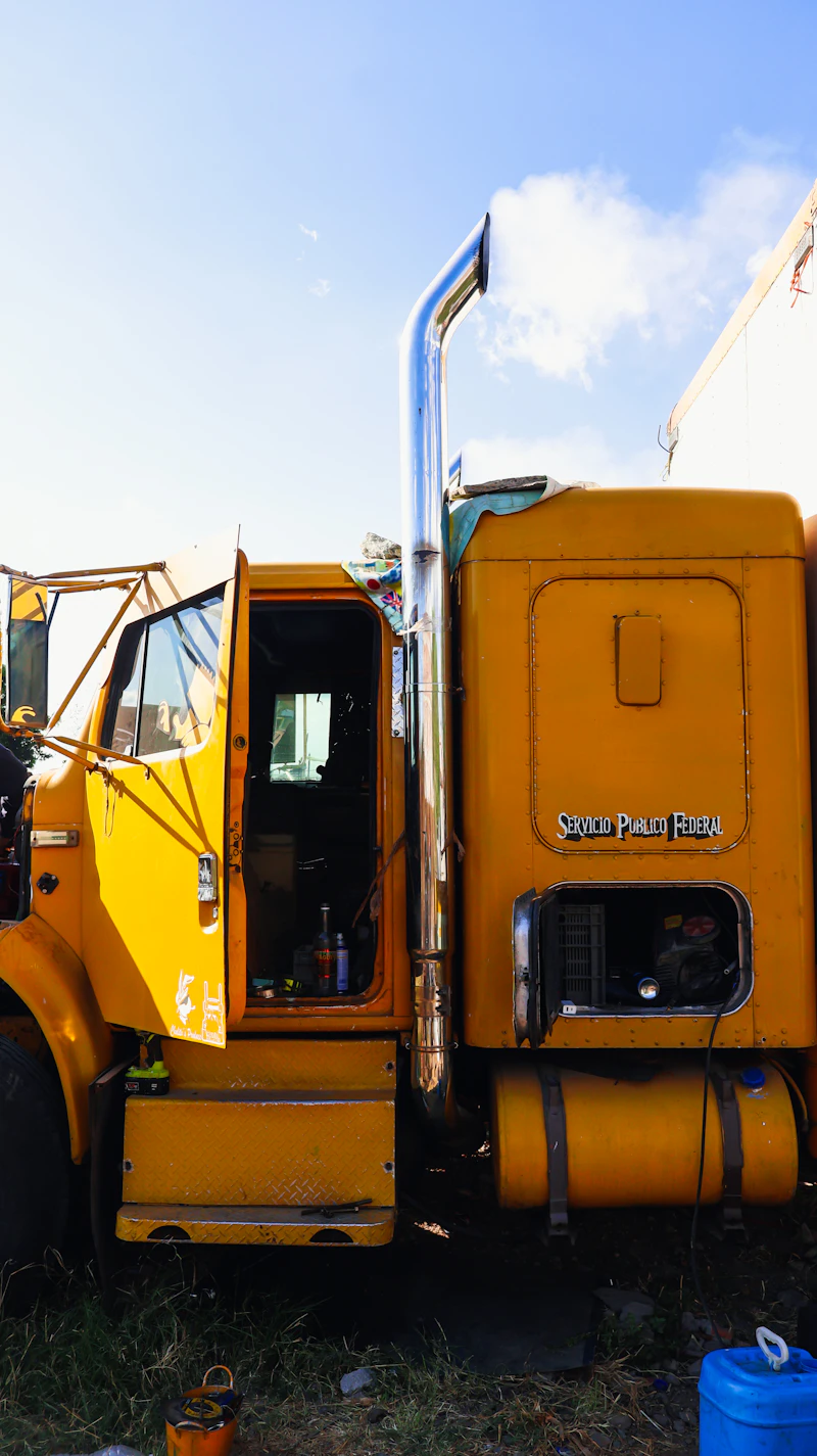 Semi trailer being serviced