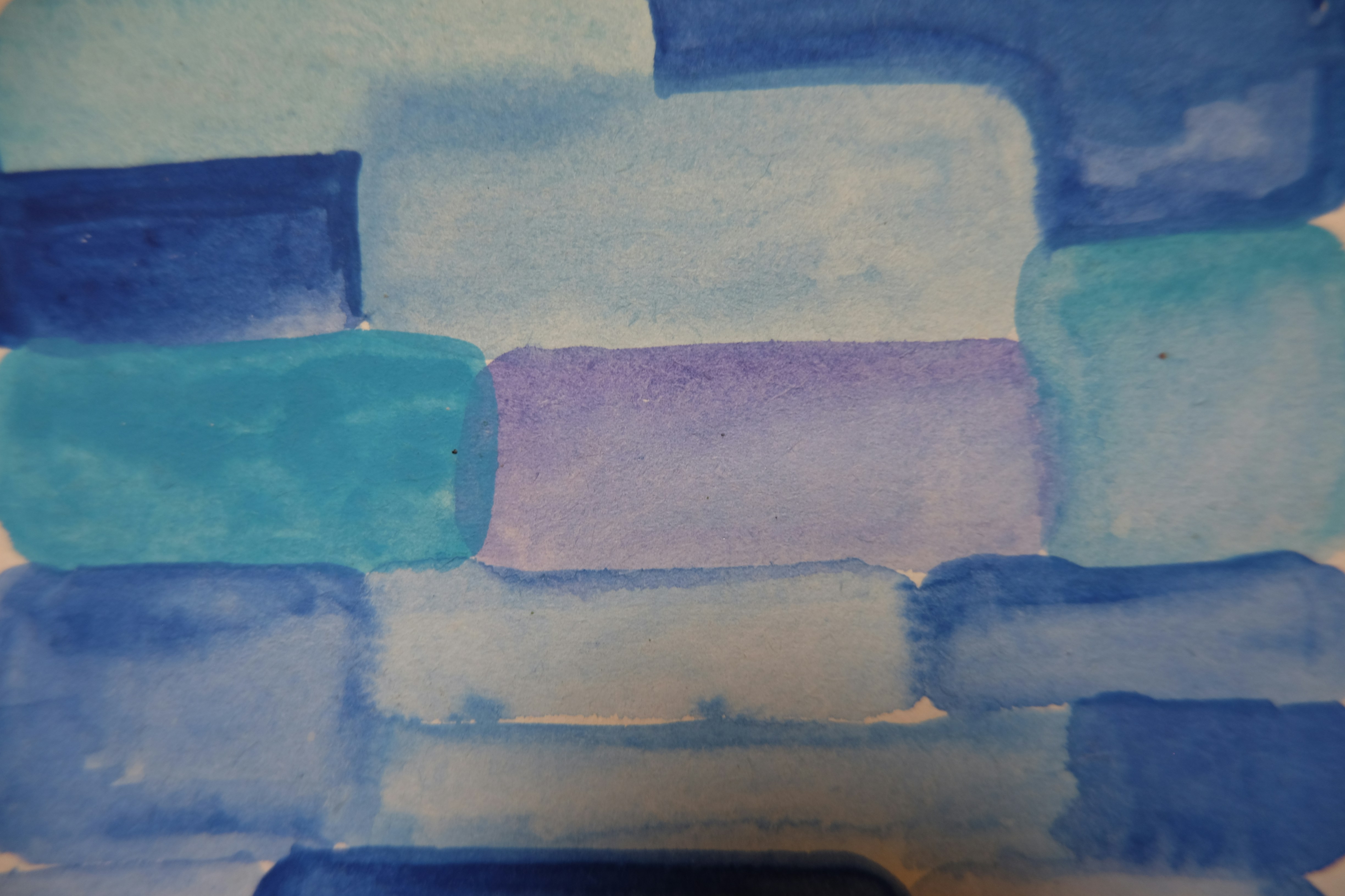 Abstract watercolor blocks of blue and purple