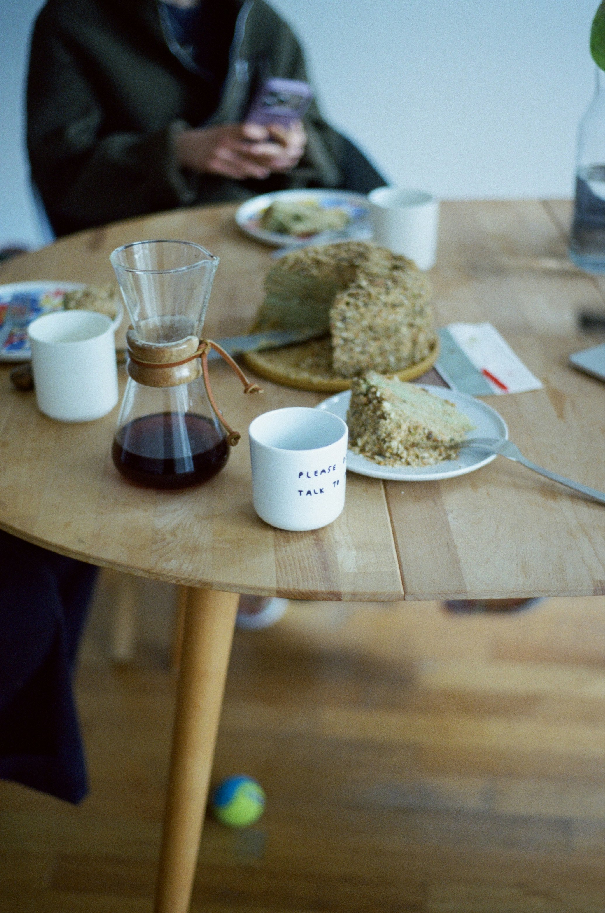 Coffee and cake on a wooden table