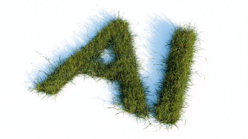 The letters ai made of green grass
