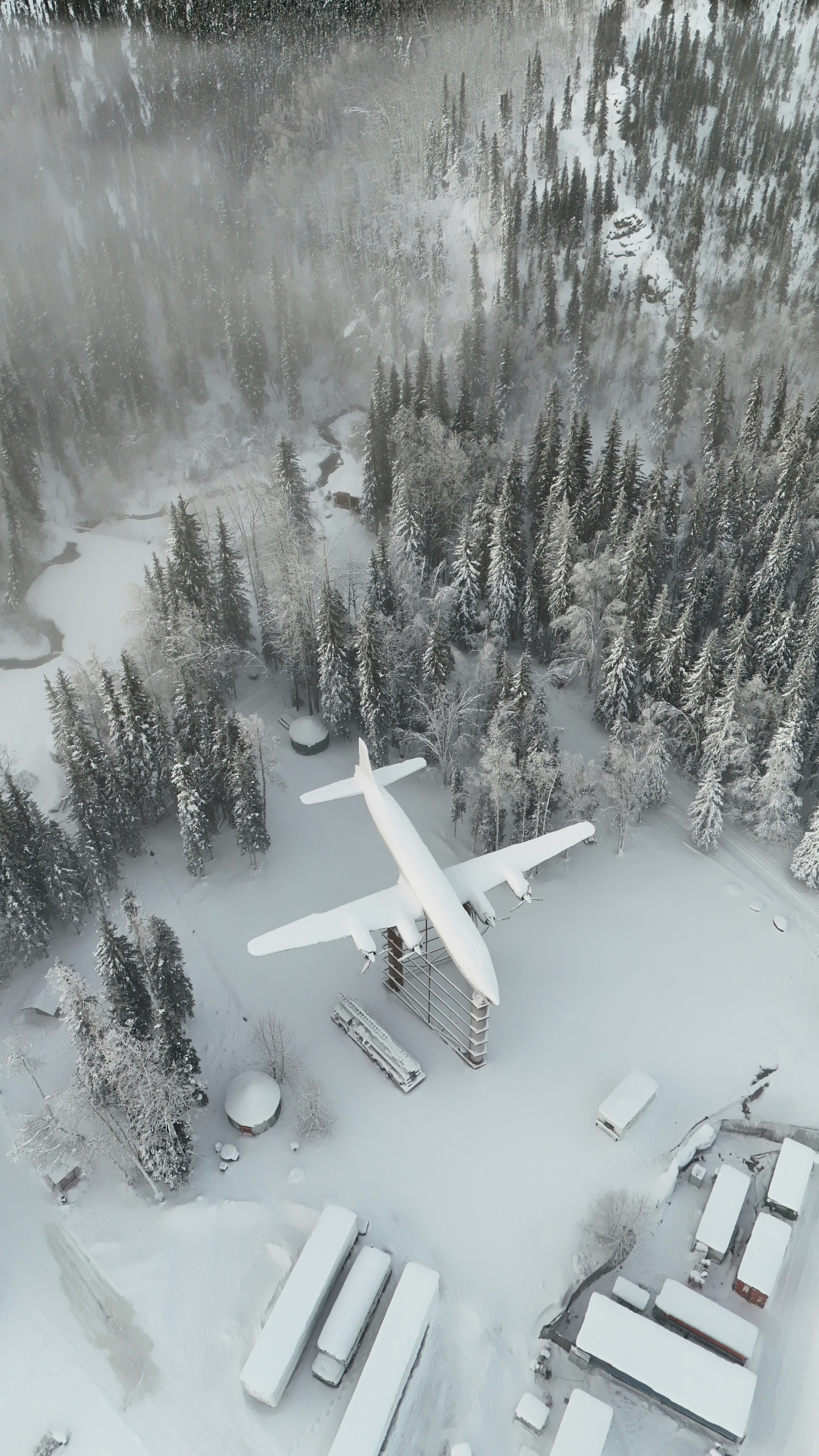 A retired airplane on display at Chena Hot Springs Resort