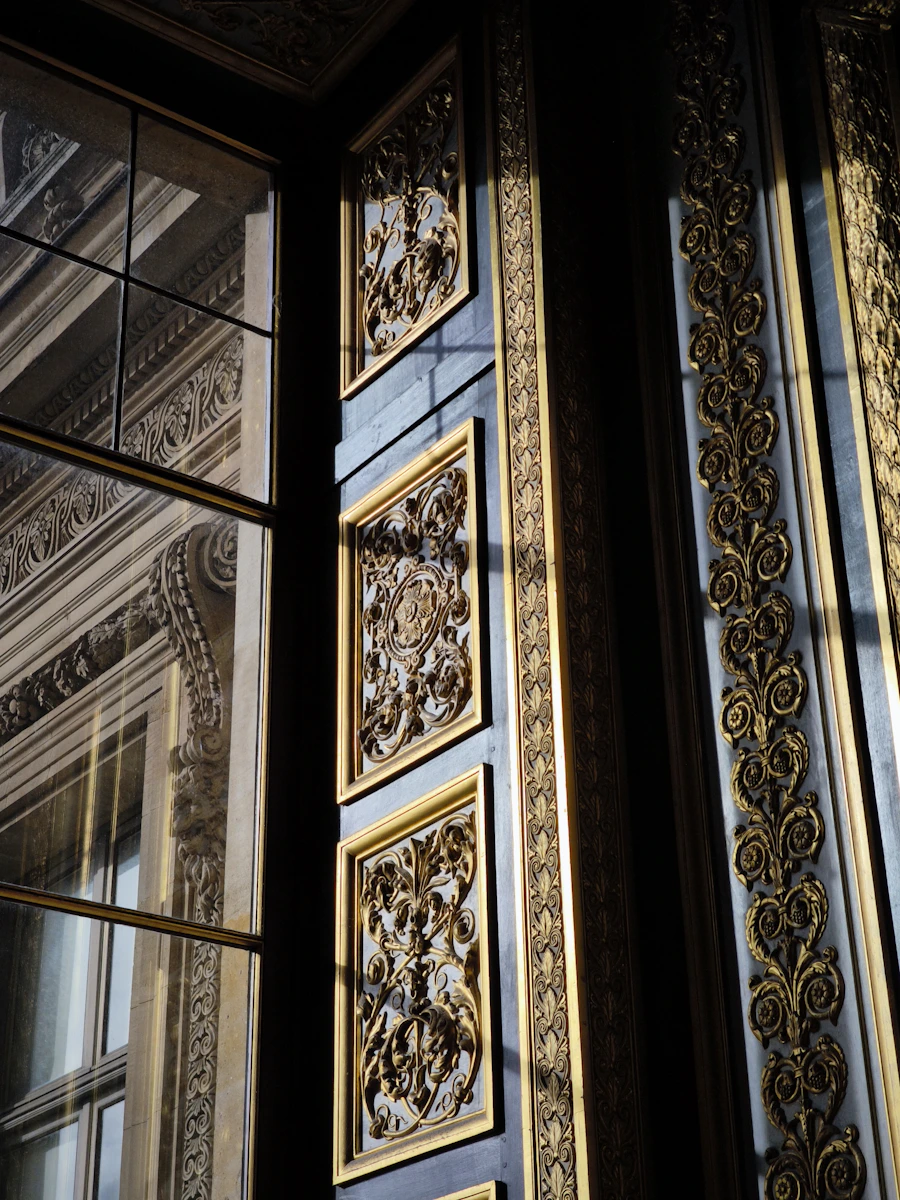 Ornate golden interior of a Paris palace hotel