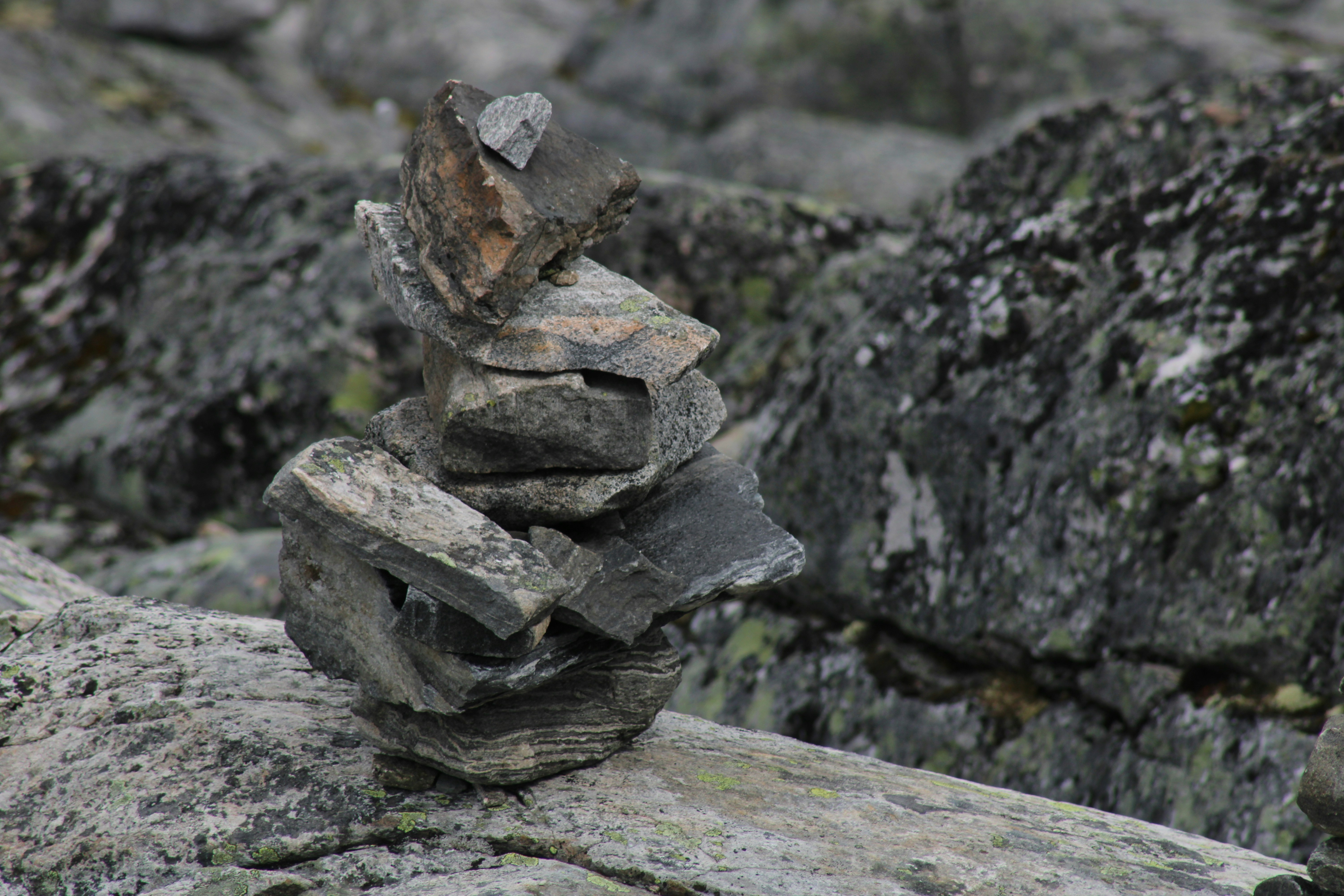 Stack of stones on a rocky surface