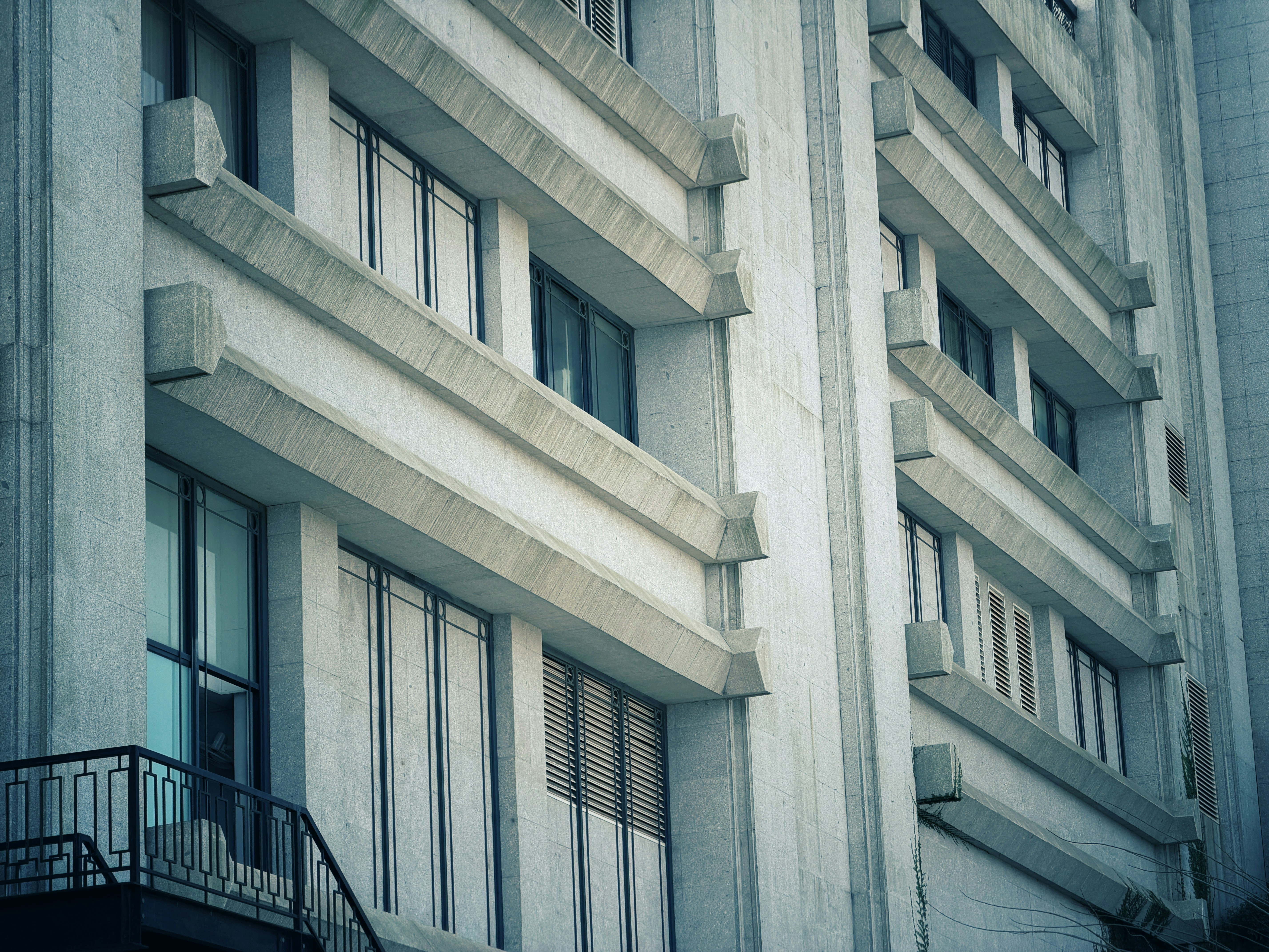 Modern concrete building with repeating windows