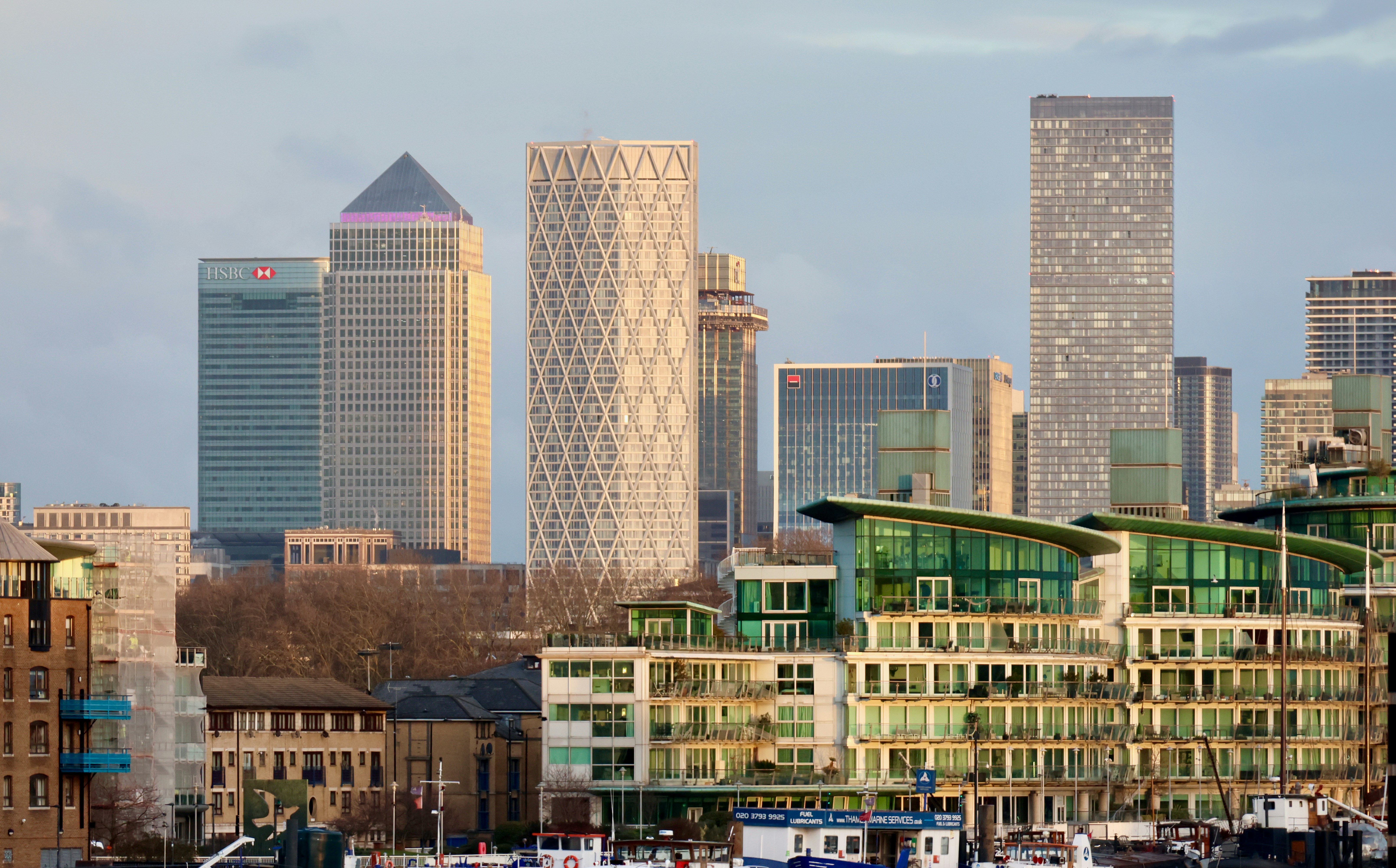 Modern cityscape with diverse architectural styles