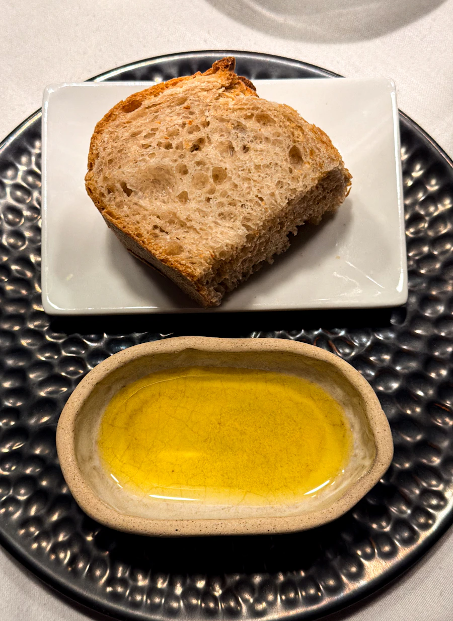 Rustic bread served with olive oil