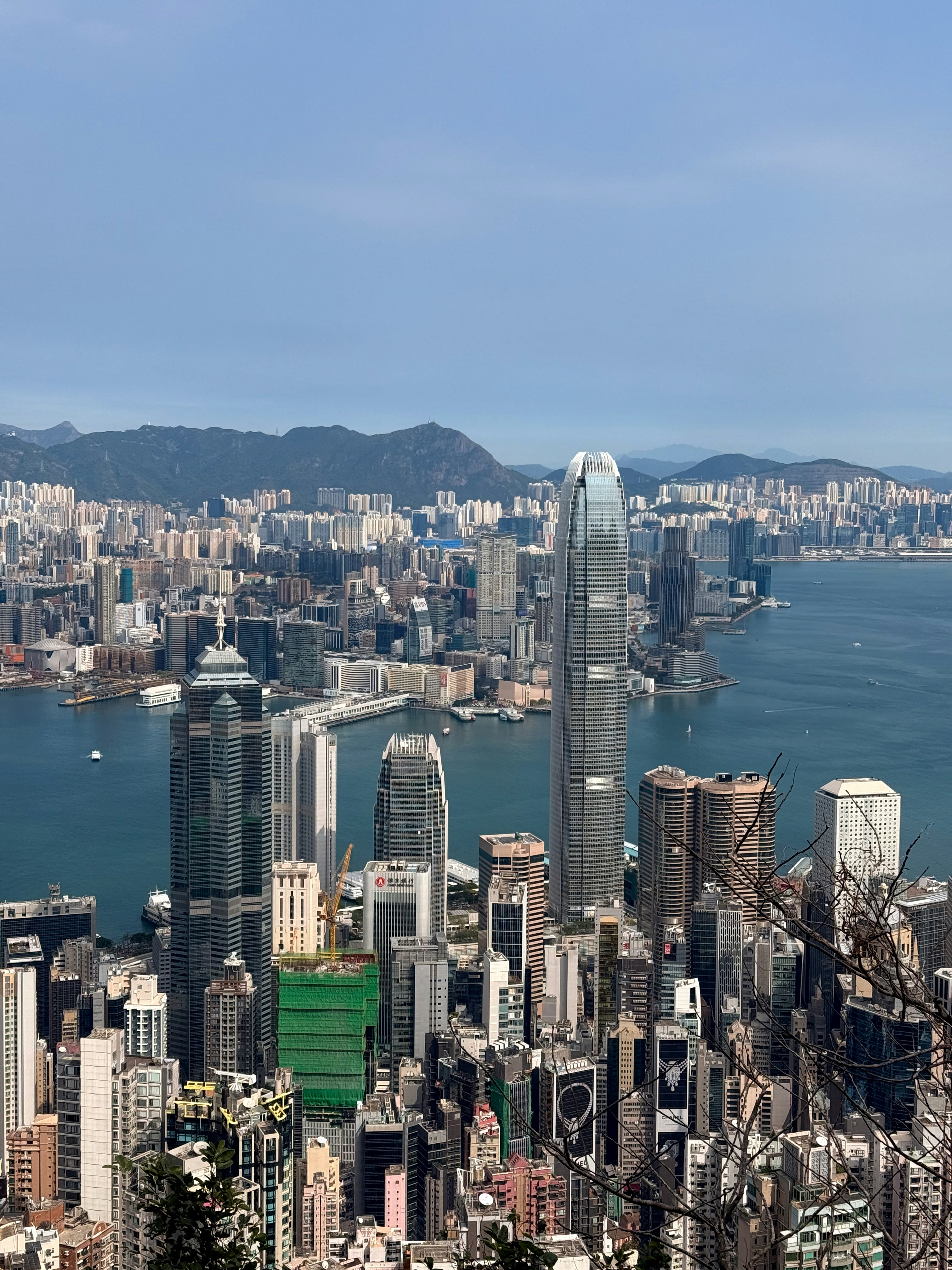 Modern cityscape with skyscrapers overlooking a bay