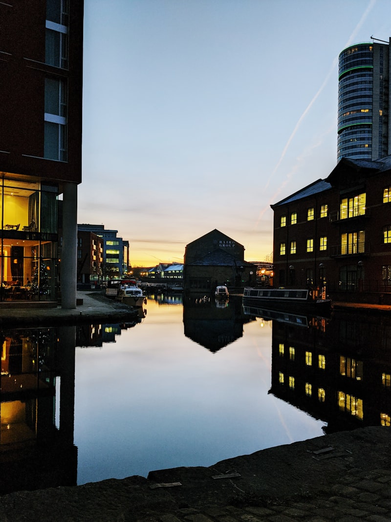 Leeds waterfront with historic buildings
